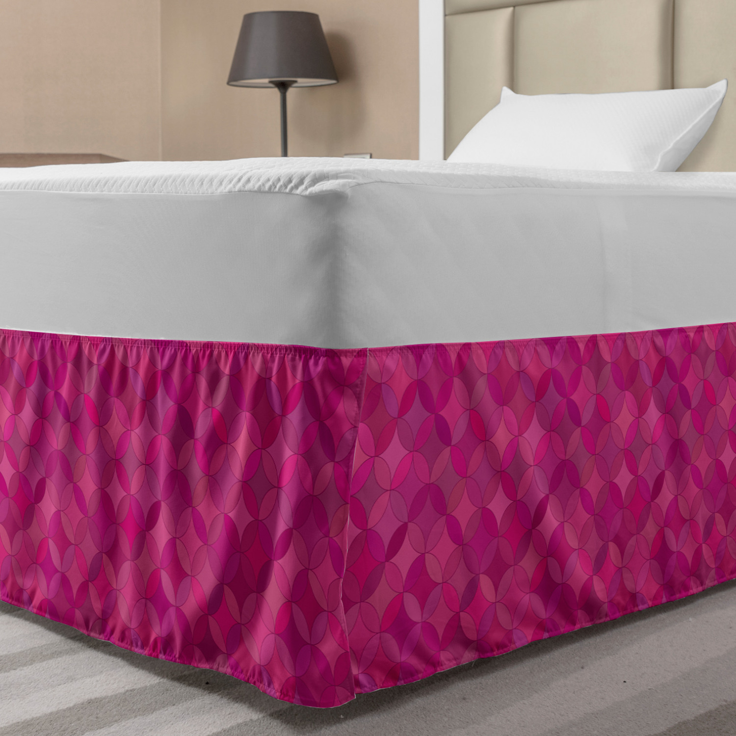 Ambesonne Abstract Layout Bedskirt Elastic Wrap Around Skirt Gathered Design - Picture 151 of 168