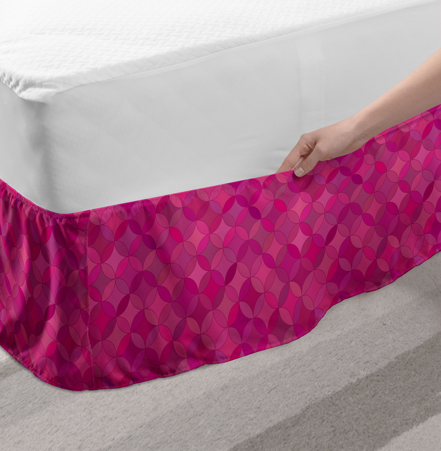 Ambesonne Abstract Layout Bedskirt Elastic Wrap Around Skirt Gathered Design - Picture 153 of 168