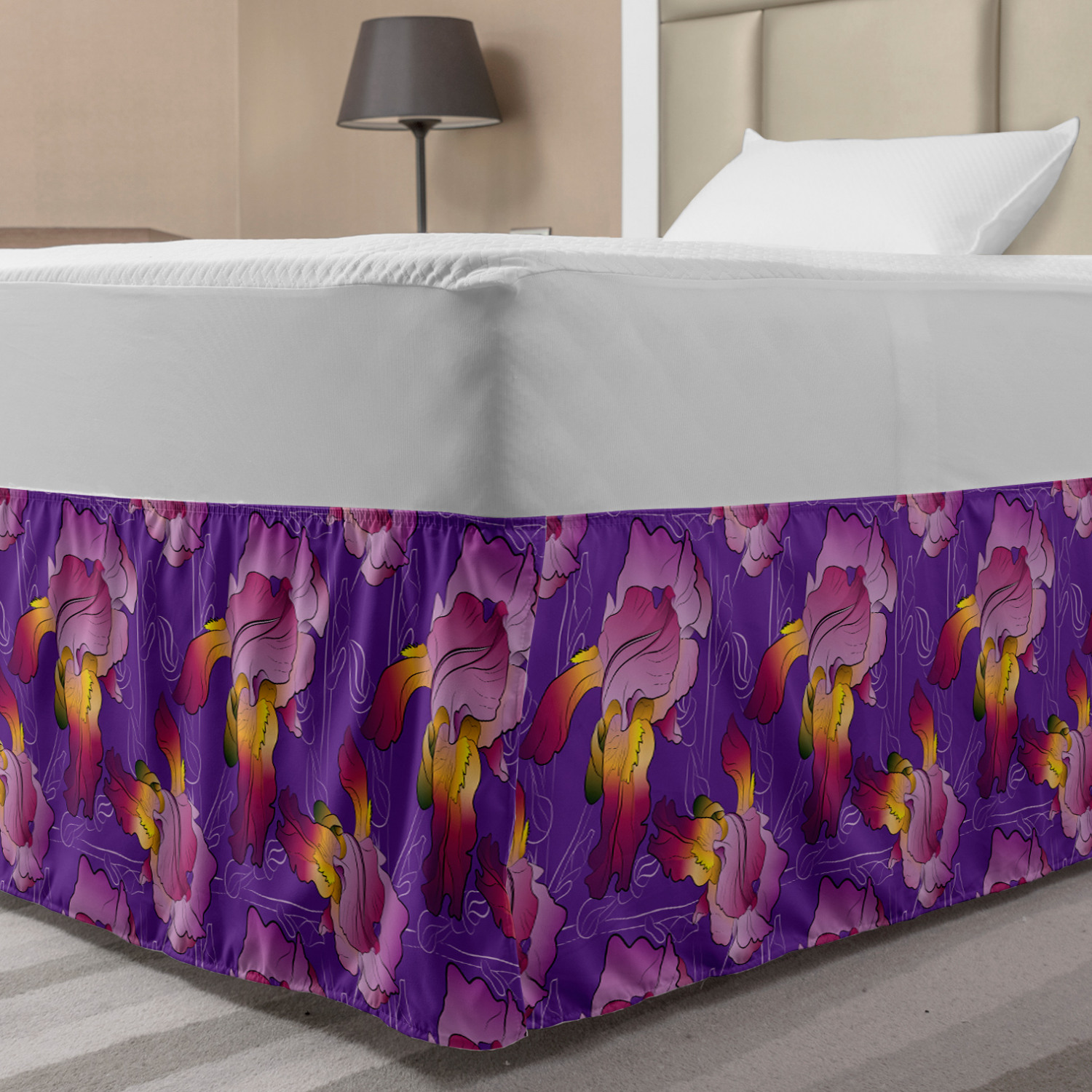 Ambesonne Abstract Layout Bedskirt Elastic Wrap Around Skirt Gathered Design - Picture 40 of 168