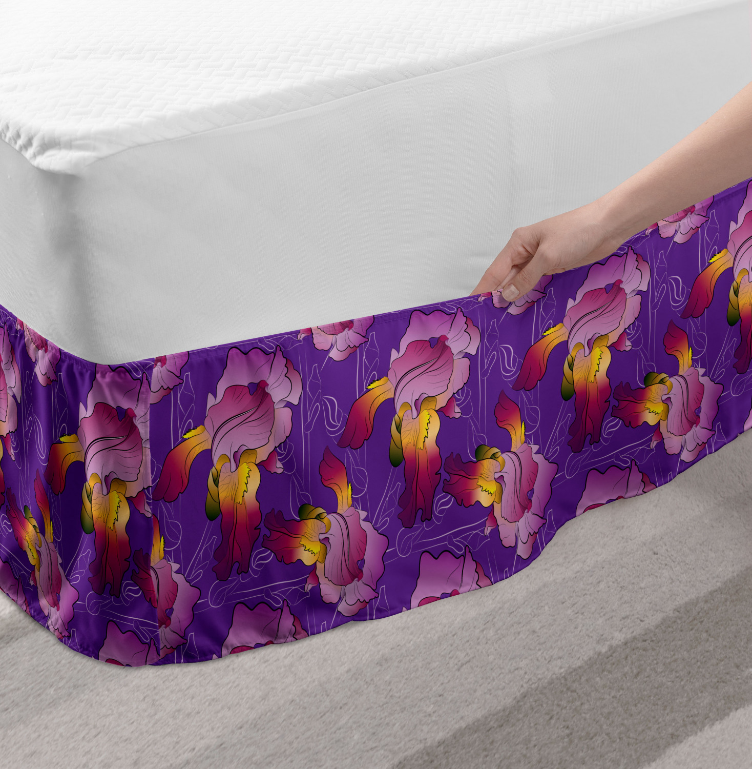 Ambesonne Abstract Layout Bedskirt Elastic Wrap Around Skirt Gathered Design - Picture 42 of 168