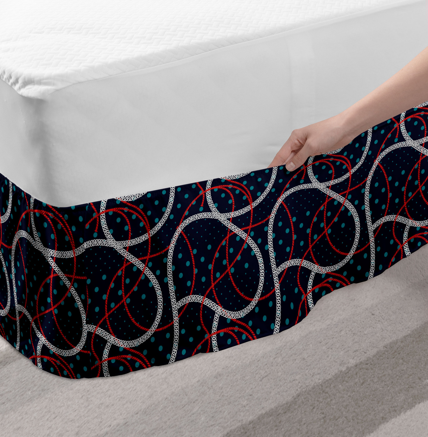 Ambesonne Abstract Layout Bedskirt Elastic Wrap Around Skirt Gathered Design - Picture 114 of 168