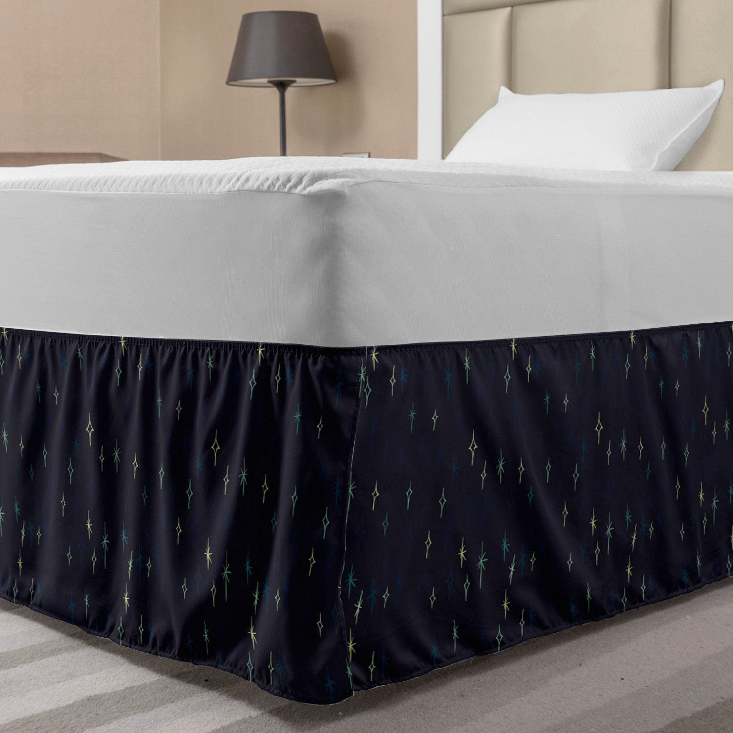 Ambesonne Abstract Layout Bedskirt Elastic Wrap Around Skirt Gathered Design - Picture 127 of 168