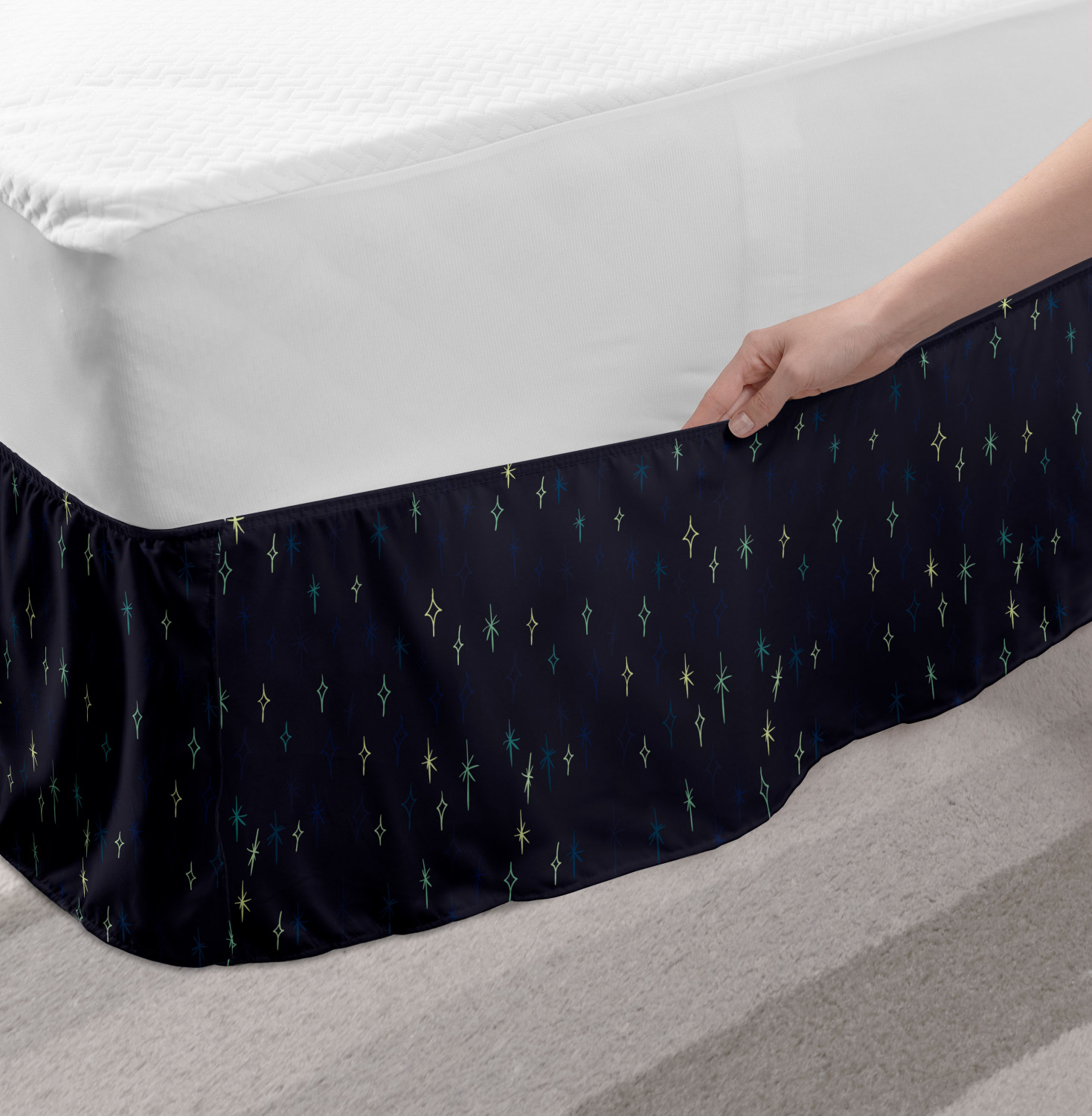 Ambesonne Abstract Layout Bedskirt Elastic Wrap Around Skirt Gathered Design - Picture 129 of 168