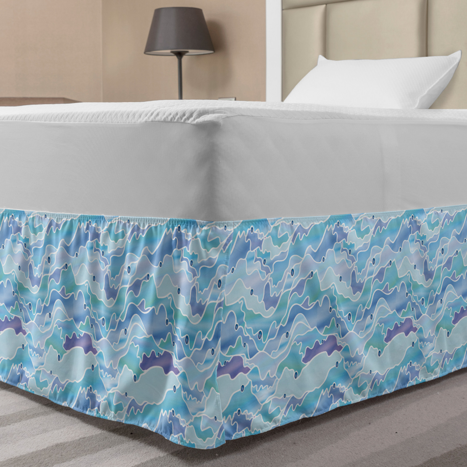 Ambesonne Abstract Layout Bedskirt Elastic Wrap Around Skirt Gathered Design - Picture 148 of 168