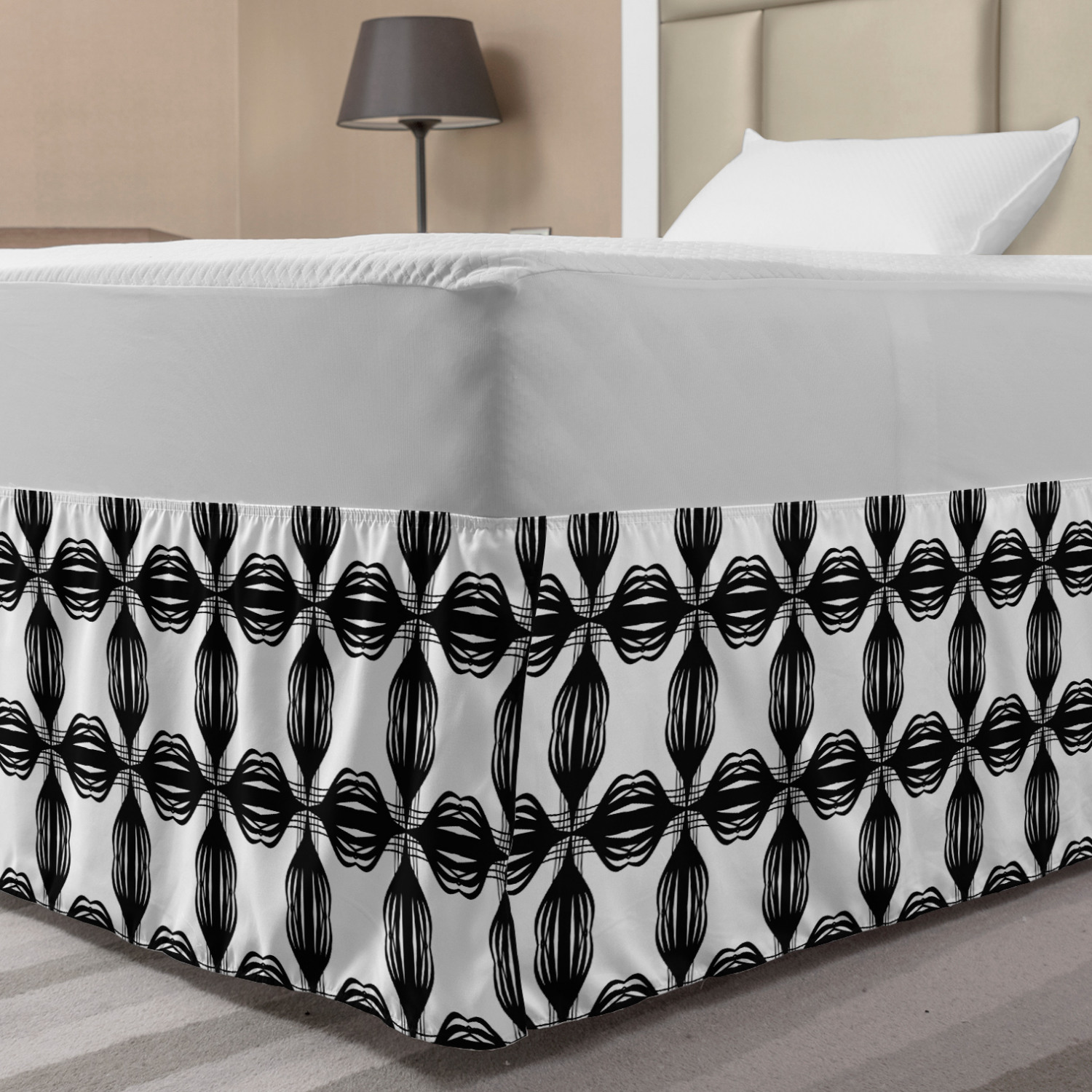 Ambesonne Abstract Layout Bedskirt Elastic Wrap Around Skirt Gathered Design - Picture 82 of 168
