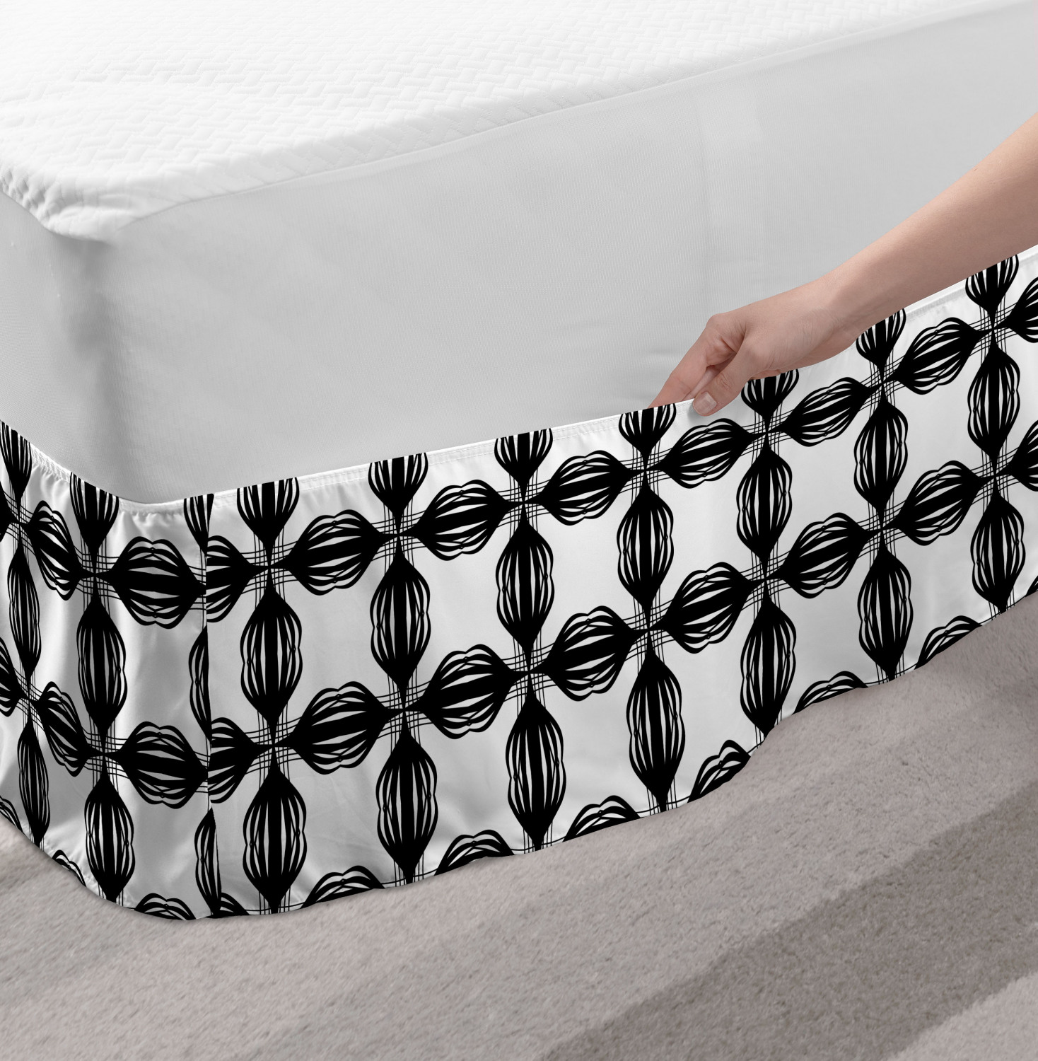 Ambesonne Abstract Layout Bedskirt Elastic Wrap Around Skirt Gathered Design - Picture 84 of 168