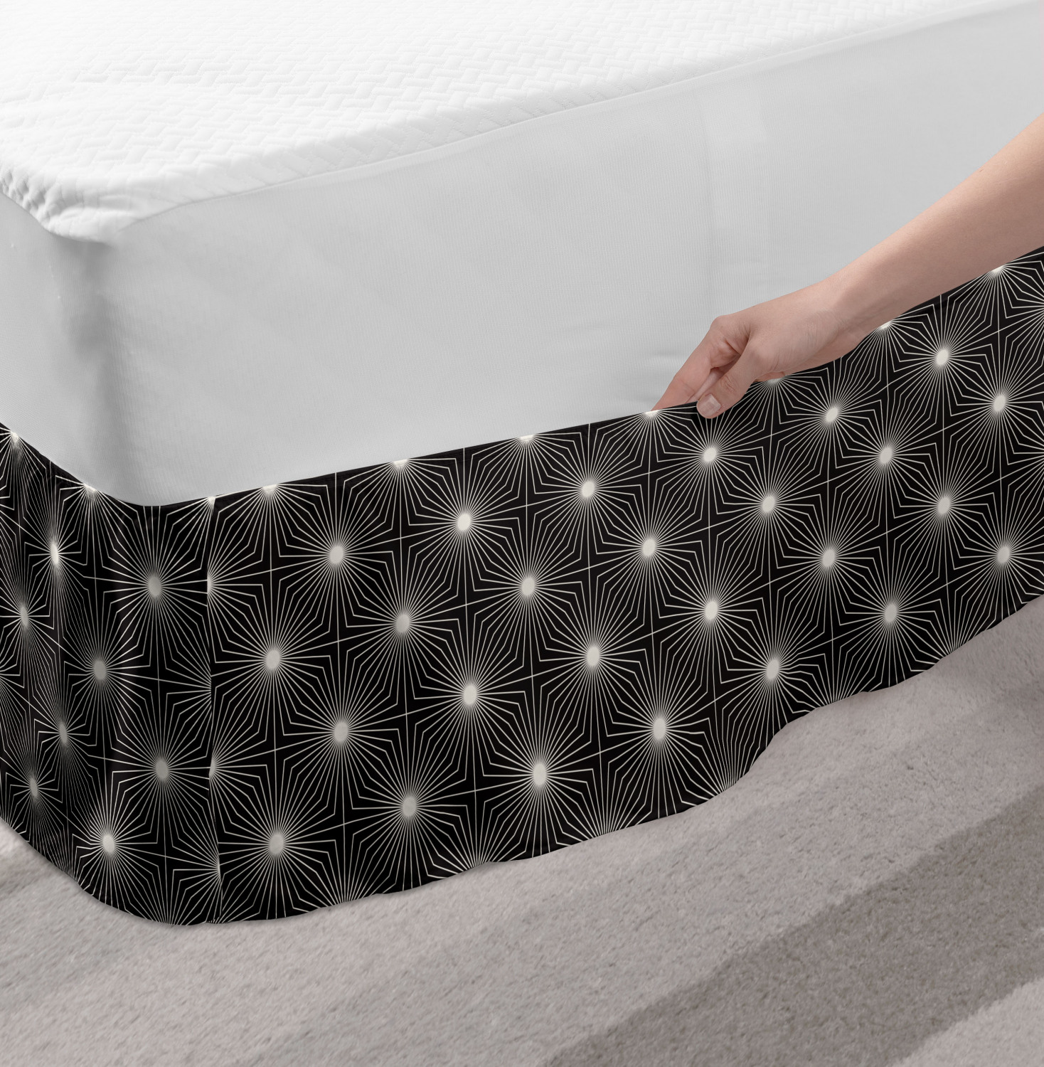 Ambesonne Abstract Layout Bedskirt Elastic Wrap Around Skirt Gathered Design - Picture 60 of 168