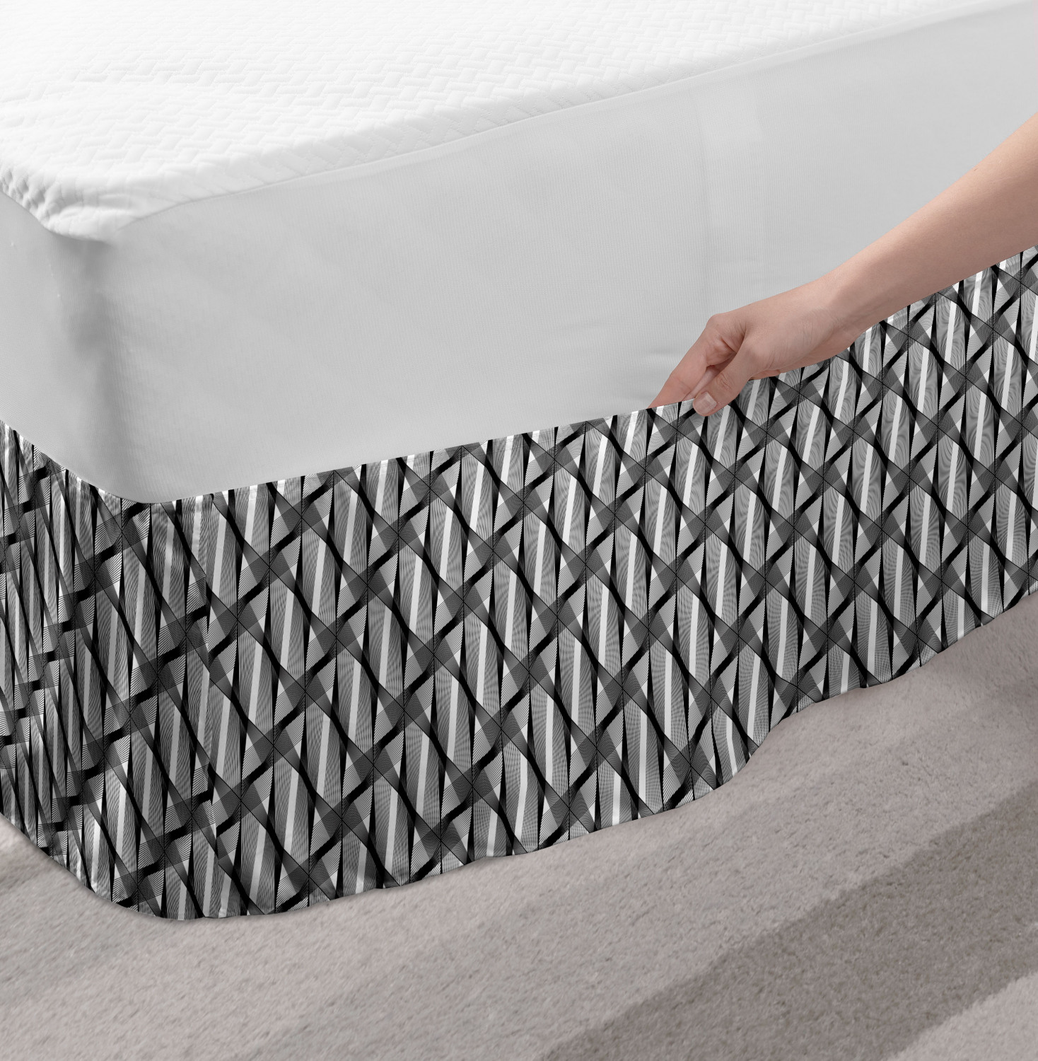 Ambesonne Abstract Layout Bedskirt Elastic Wrap Around Skirt Gathered Design - Picture 99 of 168