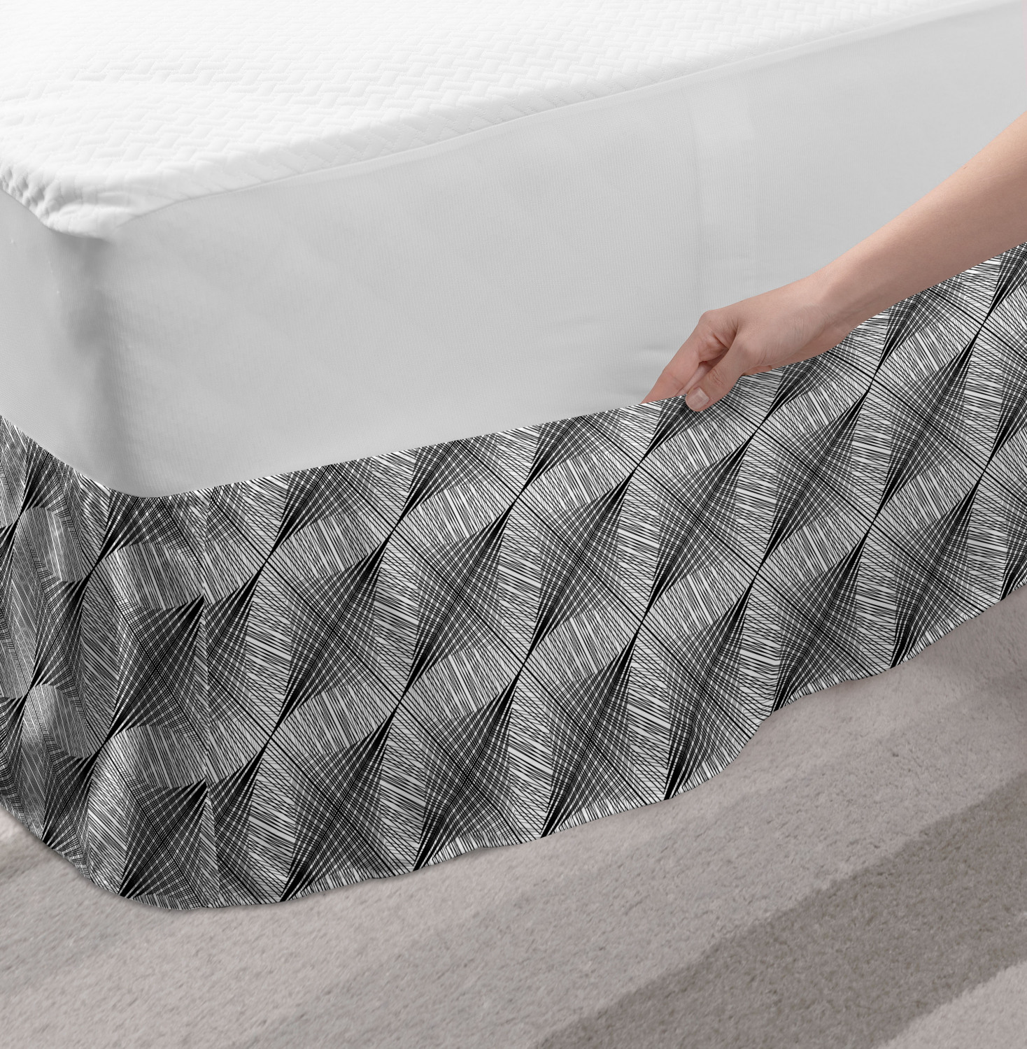 Ambesonne Abstract Layout Bedskirt Elastic Wrap Around Skirt Gathered Design - Picture 33 of 168