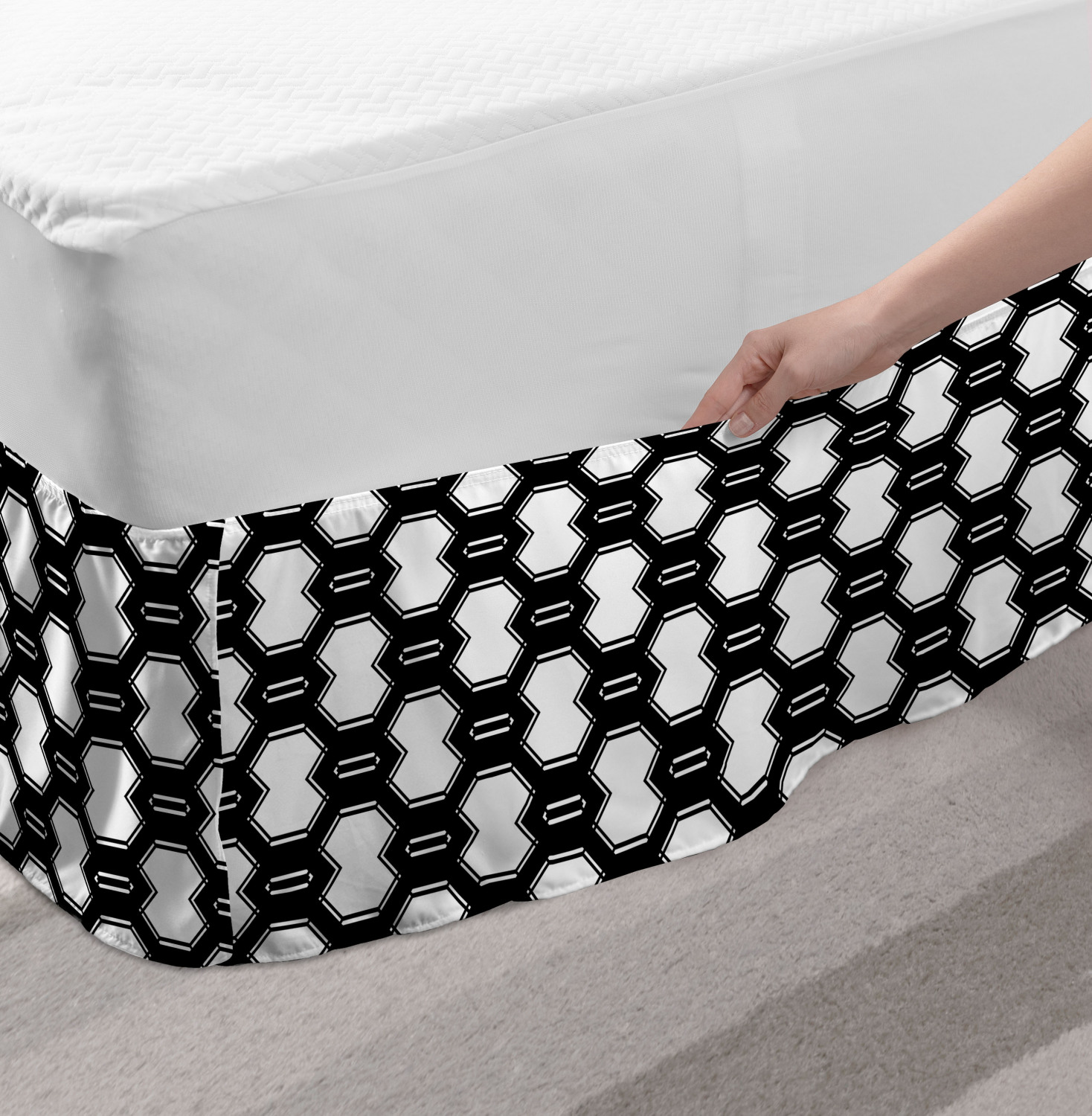 Ambesonne Abstract Layout Bedskirt Elastic Wrap Around Skirt Gathered Design - Picture 90 of 168