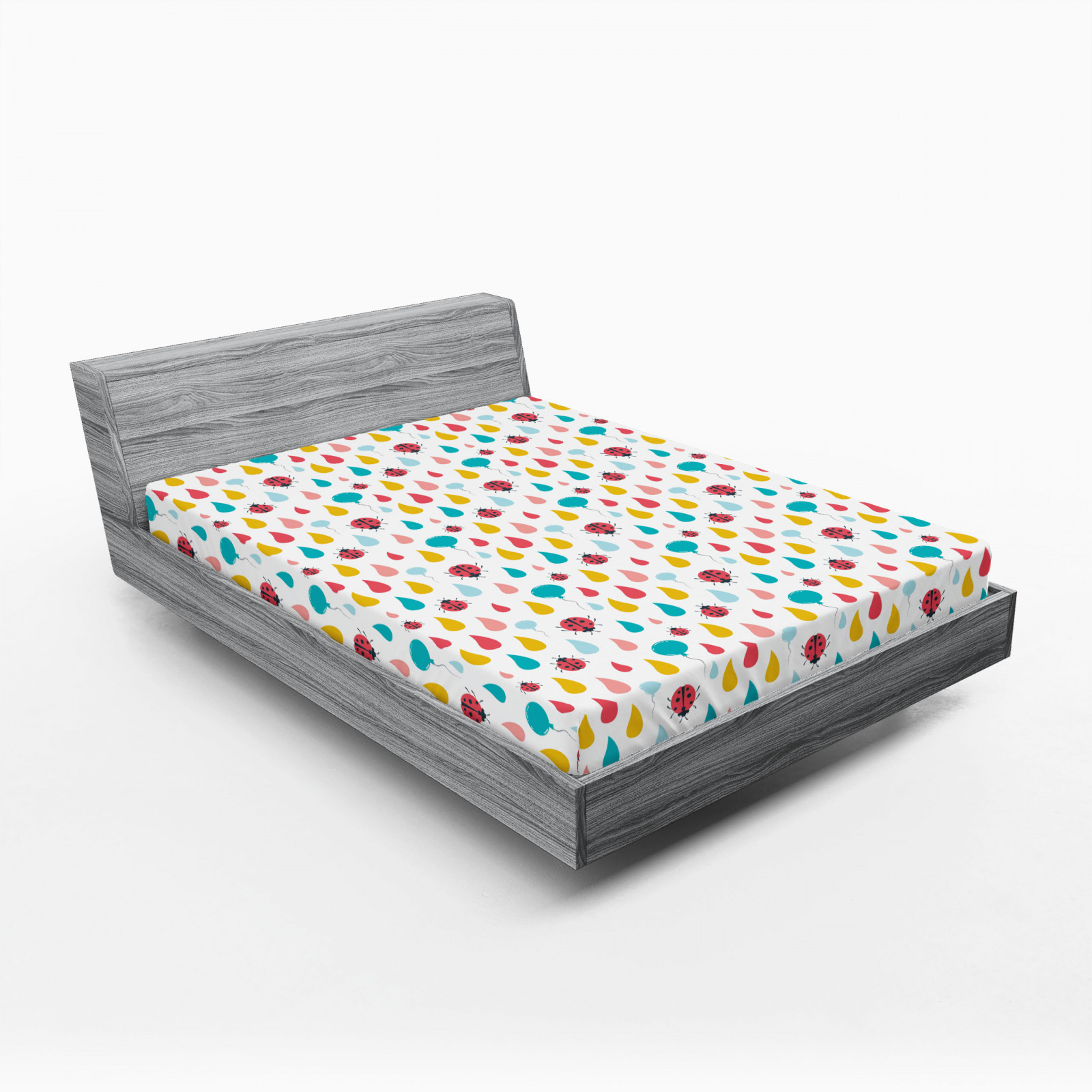 Ladybug Fitted Sheet Nursery Colorful Drops