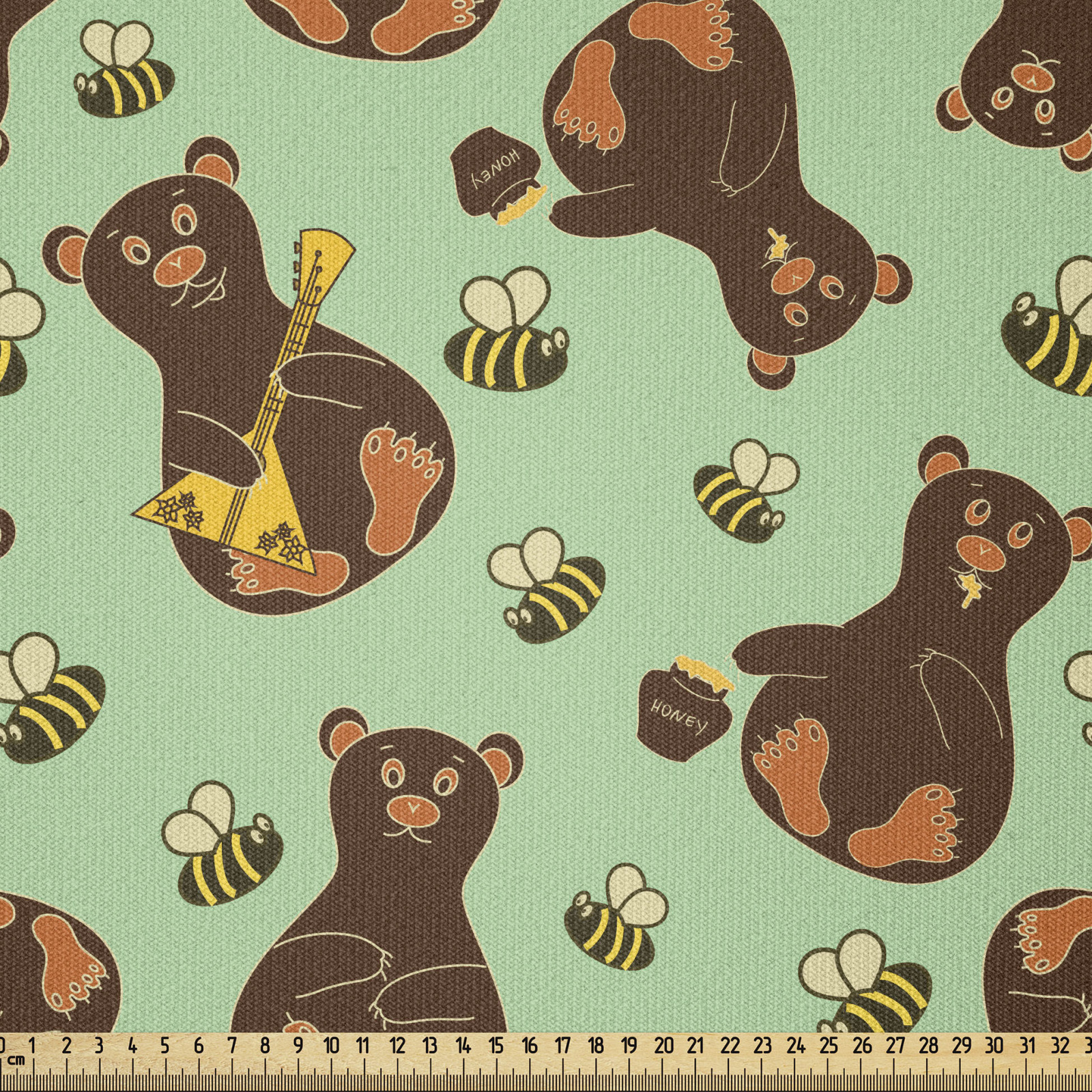 Biene Stoff als Meterware Karikatur Bienen und Bären Honig