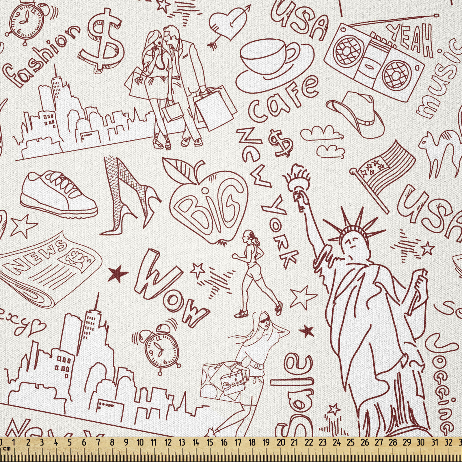 NYC Stoff als Meterware Berühmte New York Doodle