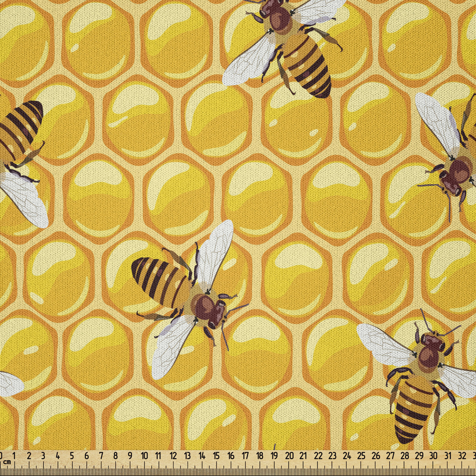 Biene Microfaser Stoff als Meterware Honigbienen Arbeits Wiederholung