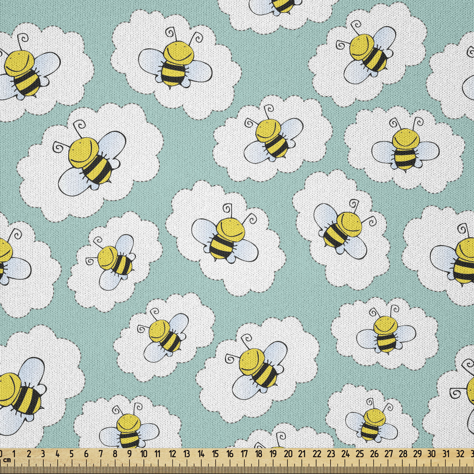 Biene Microfaser Stoff als Meterware Honigbienen in Cloud Motive Kunst