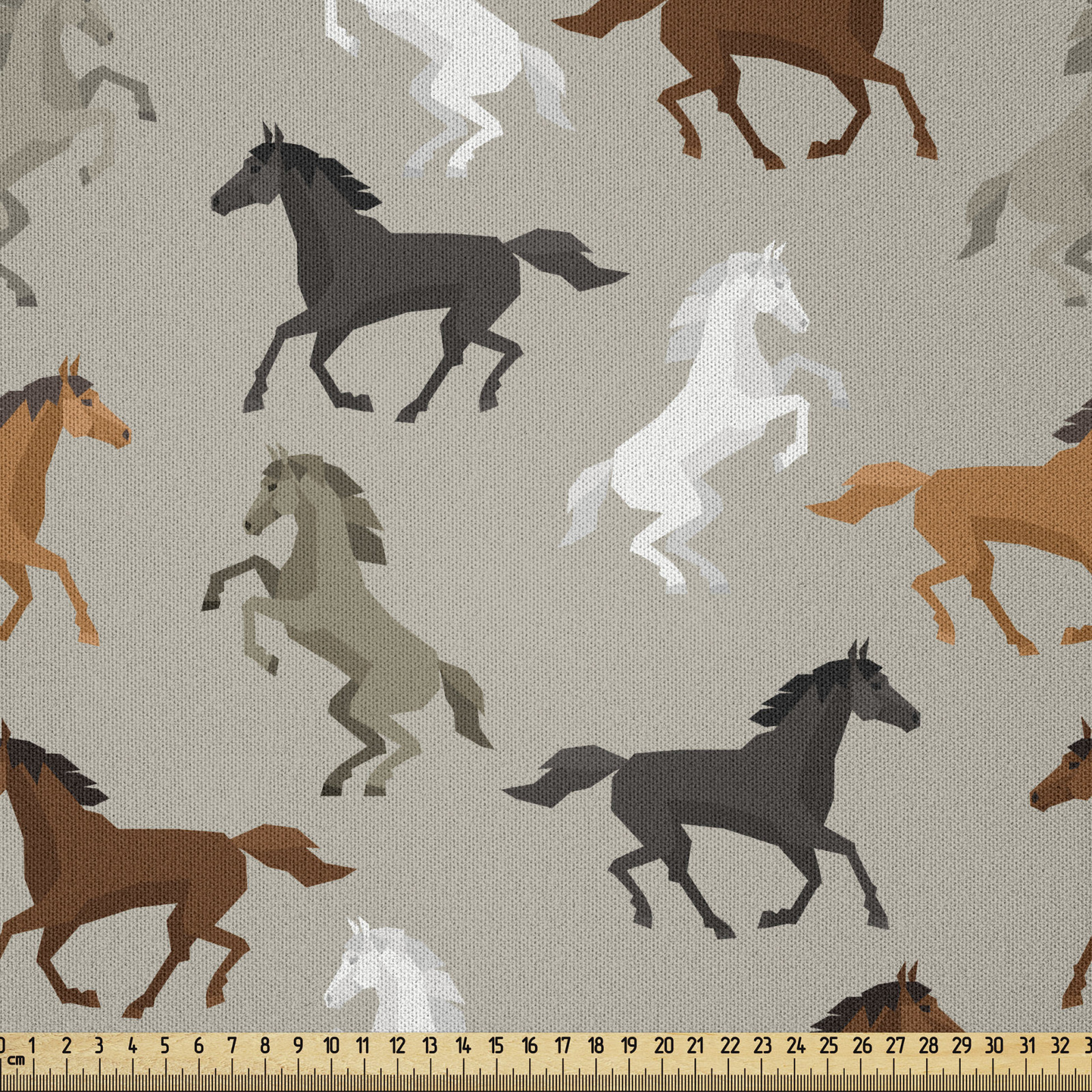 Pferde Microfaser Stoff als Meterware Stalliongaloppieren Motiv