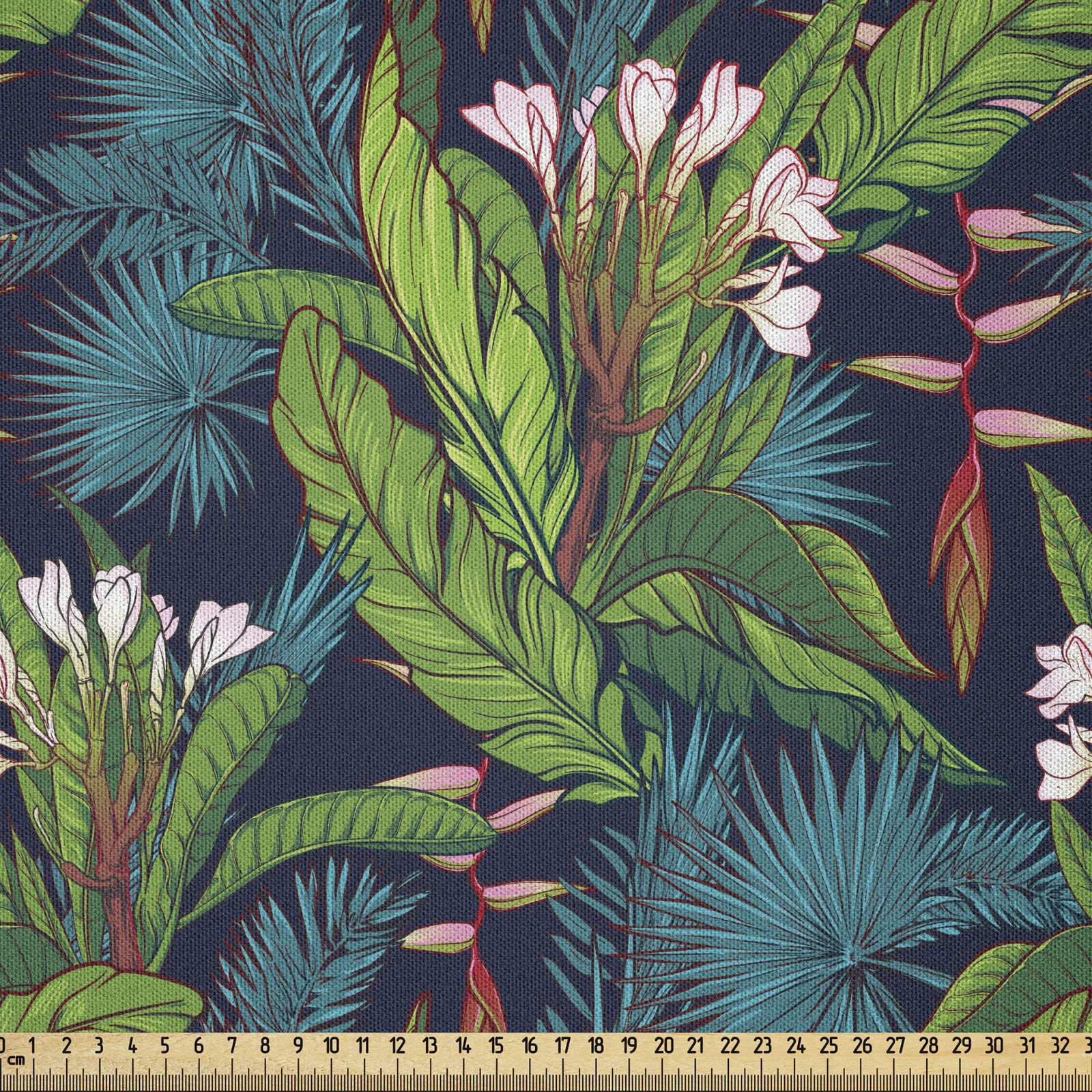 Blatt Microfaser Stoff als Meterware Tropische Dschungel Muster