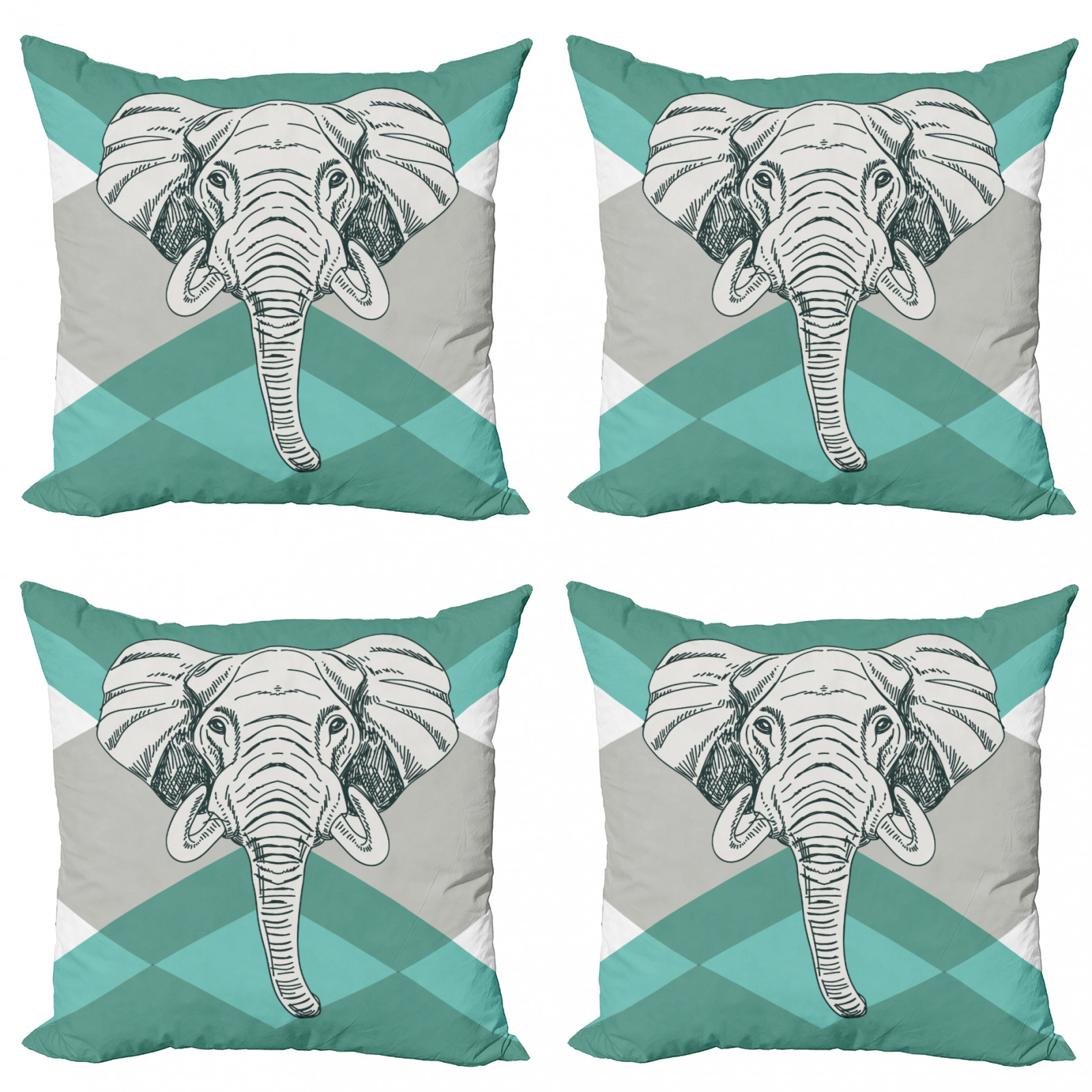 Elefant 4 Teiliges Kissenbezugs Set Minimalist Boho Elefant - Bild 1 von 4