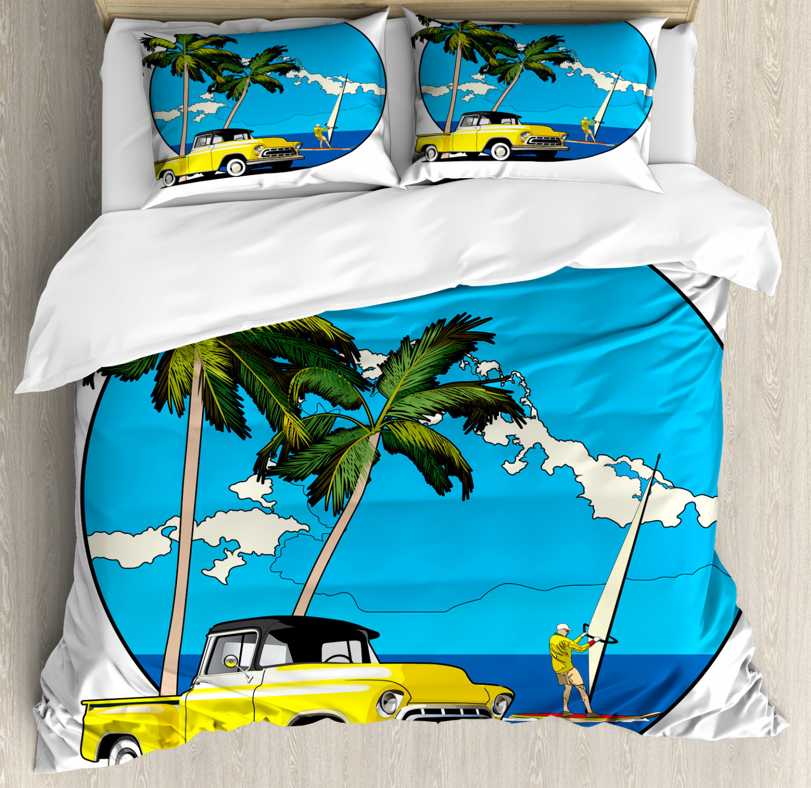 Colorful Duvet Cover Set Nostalgic Chevy Car UK