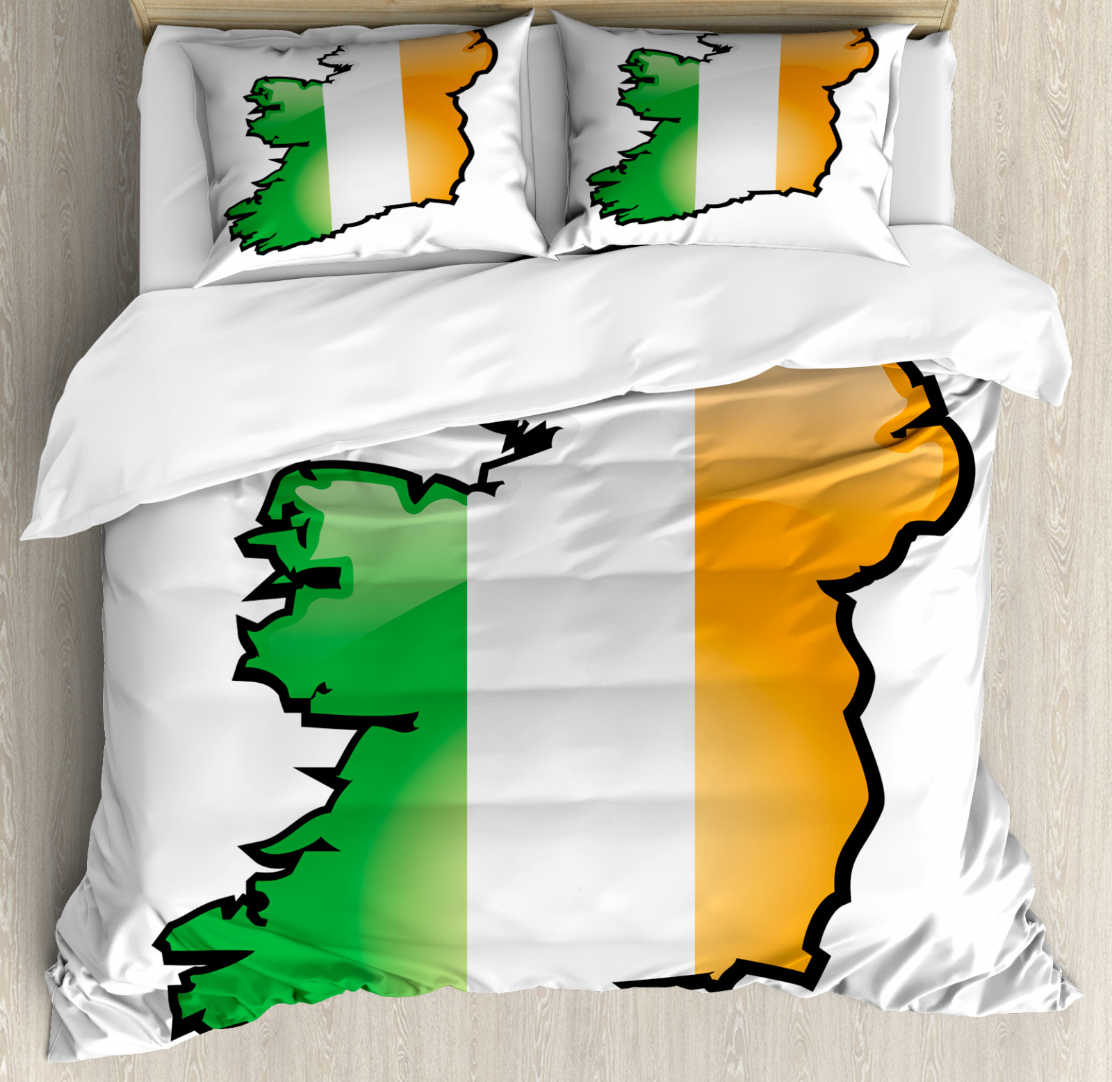Ireland Map Duvet Cover Set Cartoon Style Irish Map