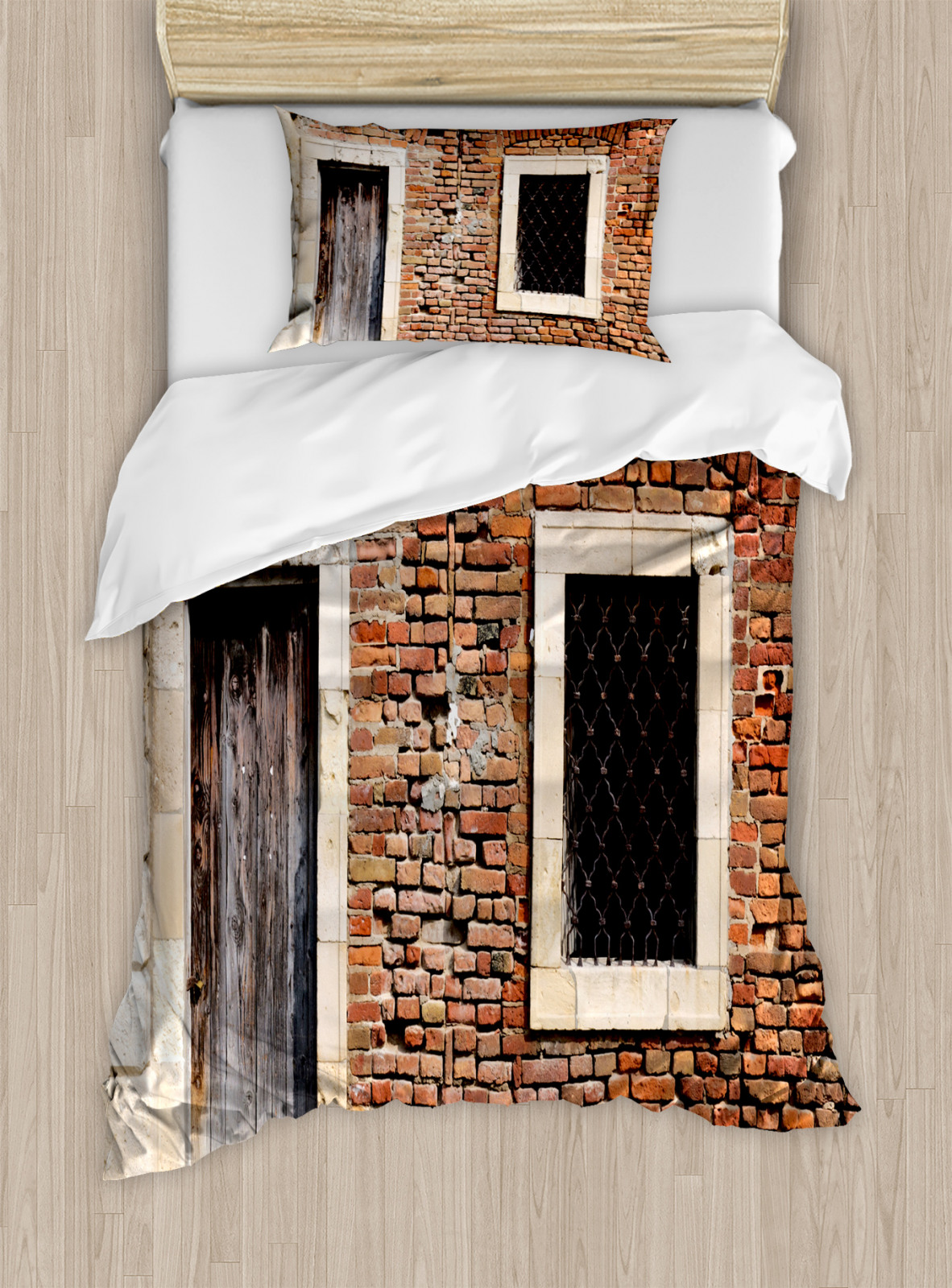 Rústico Juego de Funda Nórdica Vieja puerta de la casa del ladrillo | eBay