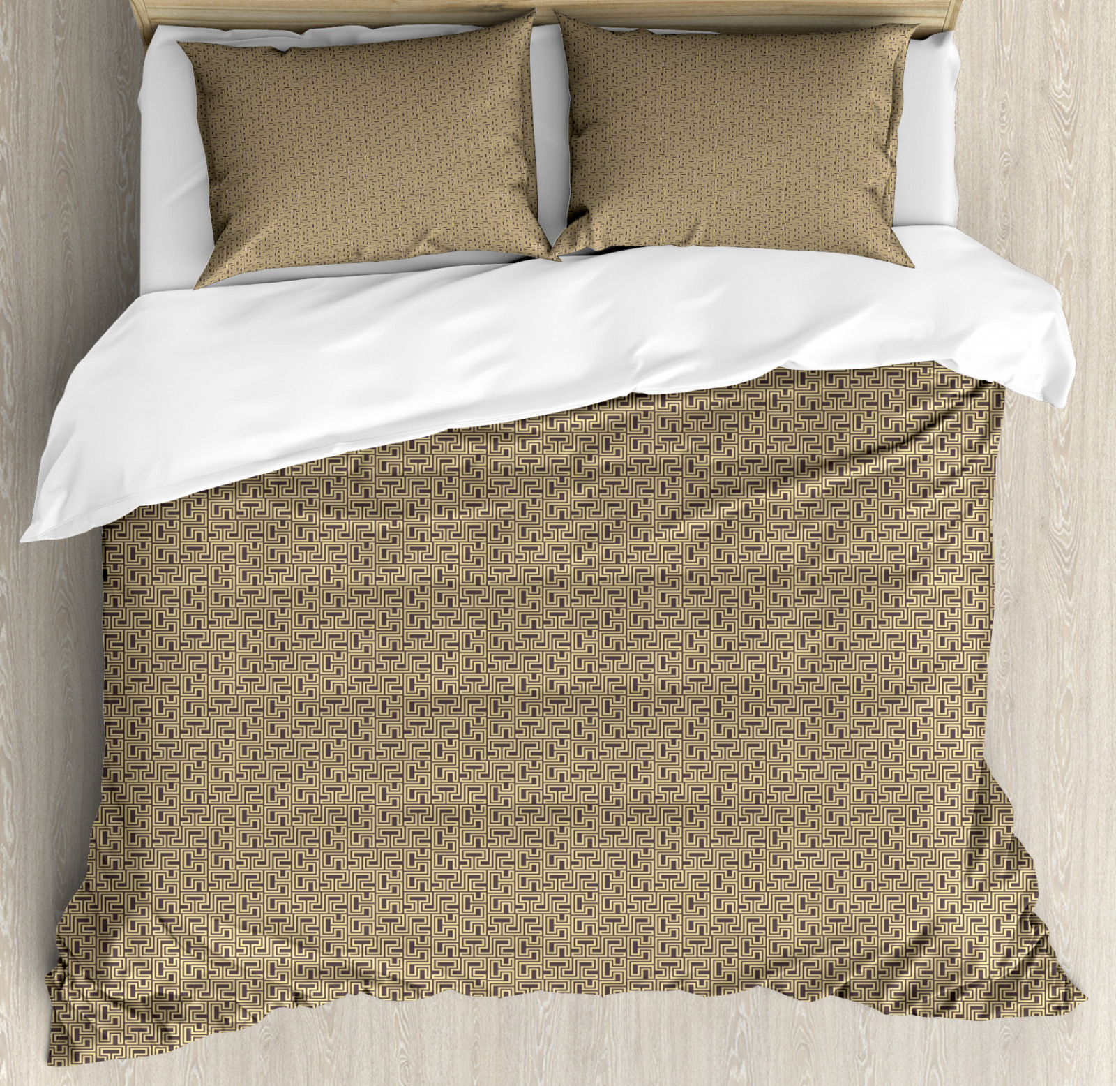 Earth Tones Duvet Cover Set Abstract Maze Form