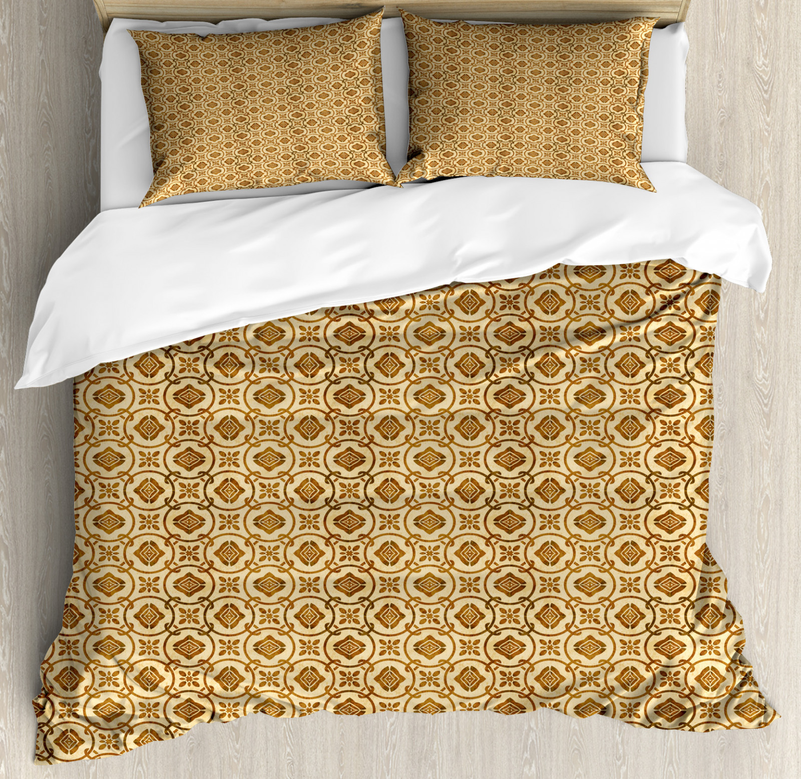 Earth Tone Duvet Cover Set Floral Vintage Chain