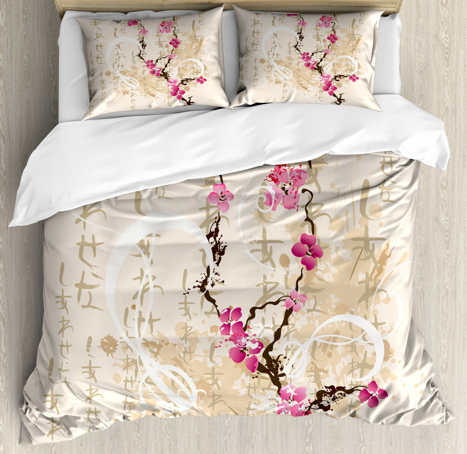 Japanese Duvet Cover Set Letters Sakura Flowers eBay