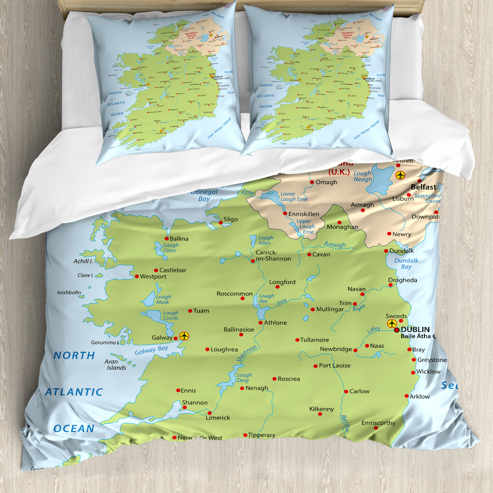 Ireland Map Duvet Cover Irish Region European