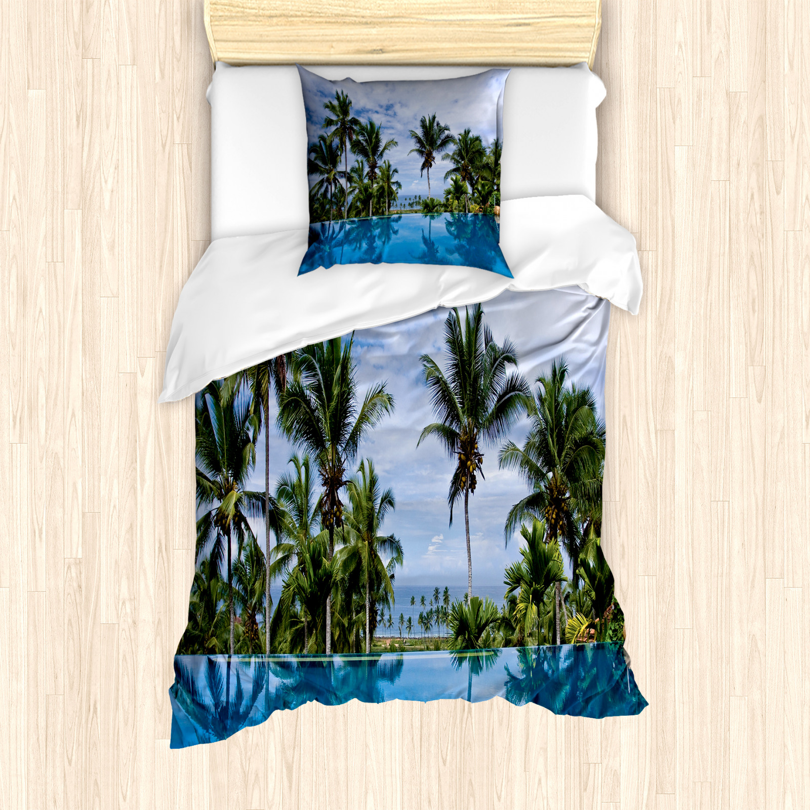 Tropical Duvet Cover Infinity Pool Palm