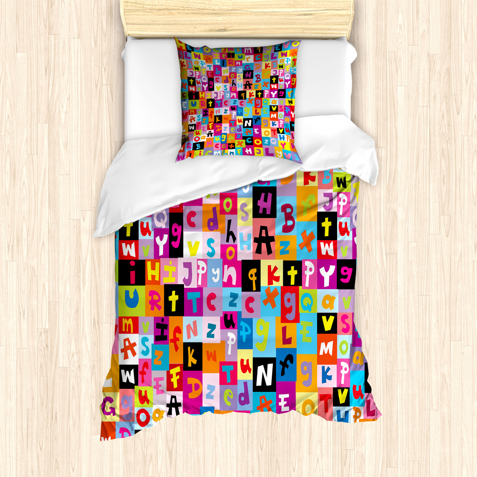 Kids Duvet Cover Colored Alphabet Puzzle UK