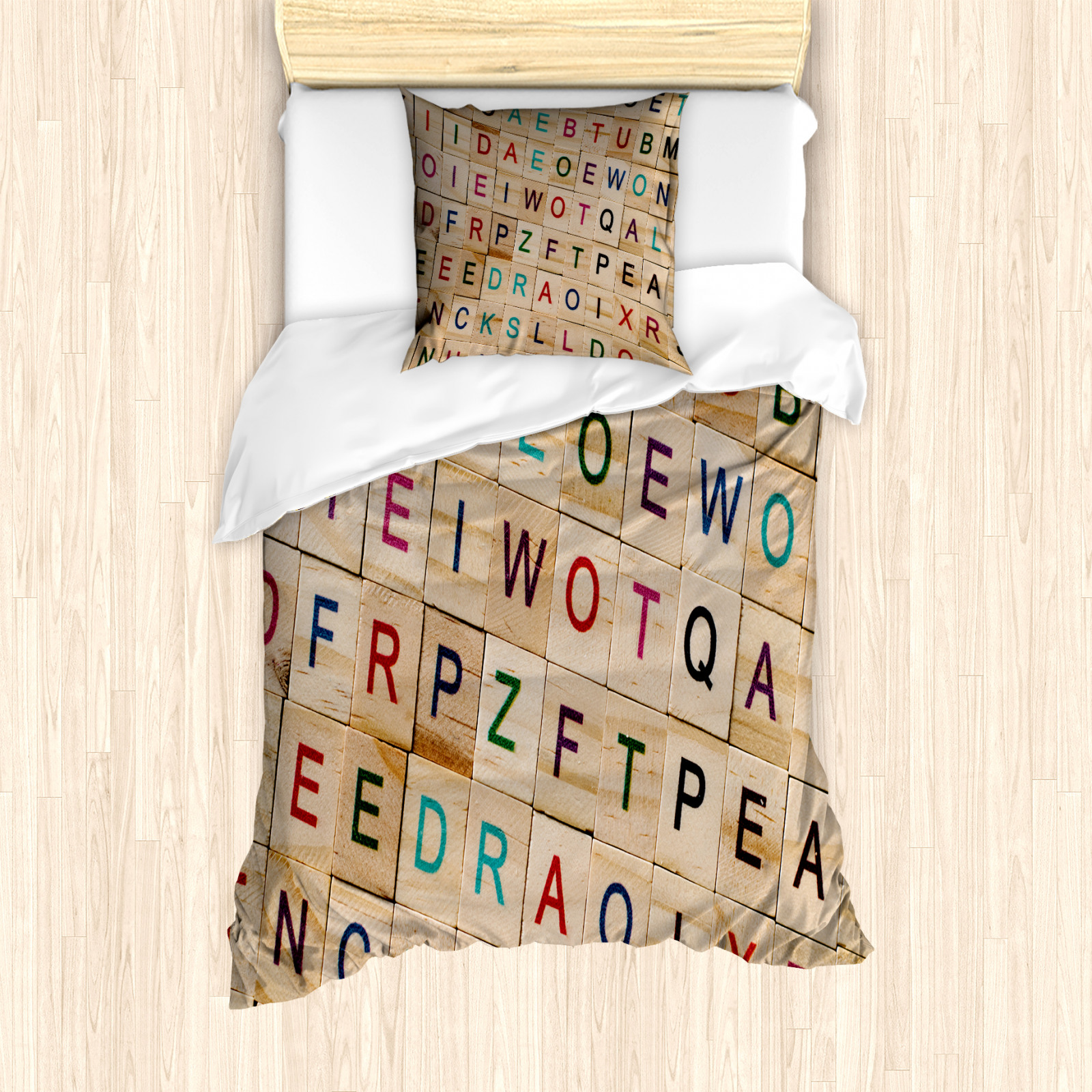 ABC Puzzle Duvet Cover Wooden Alphabet Squares UK