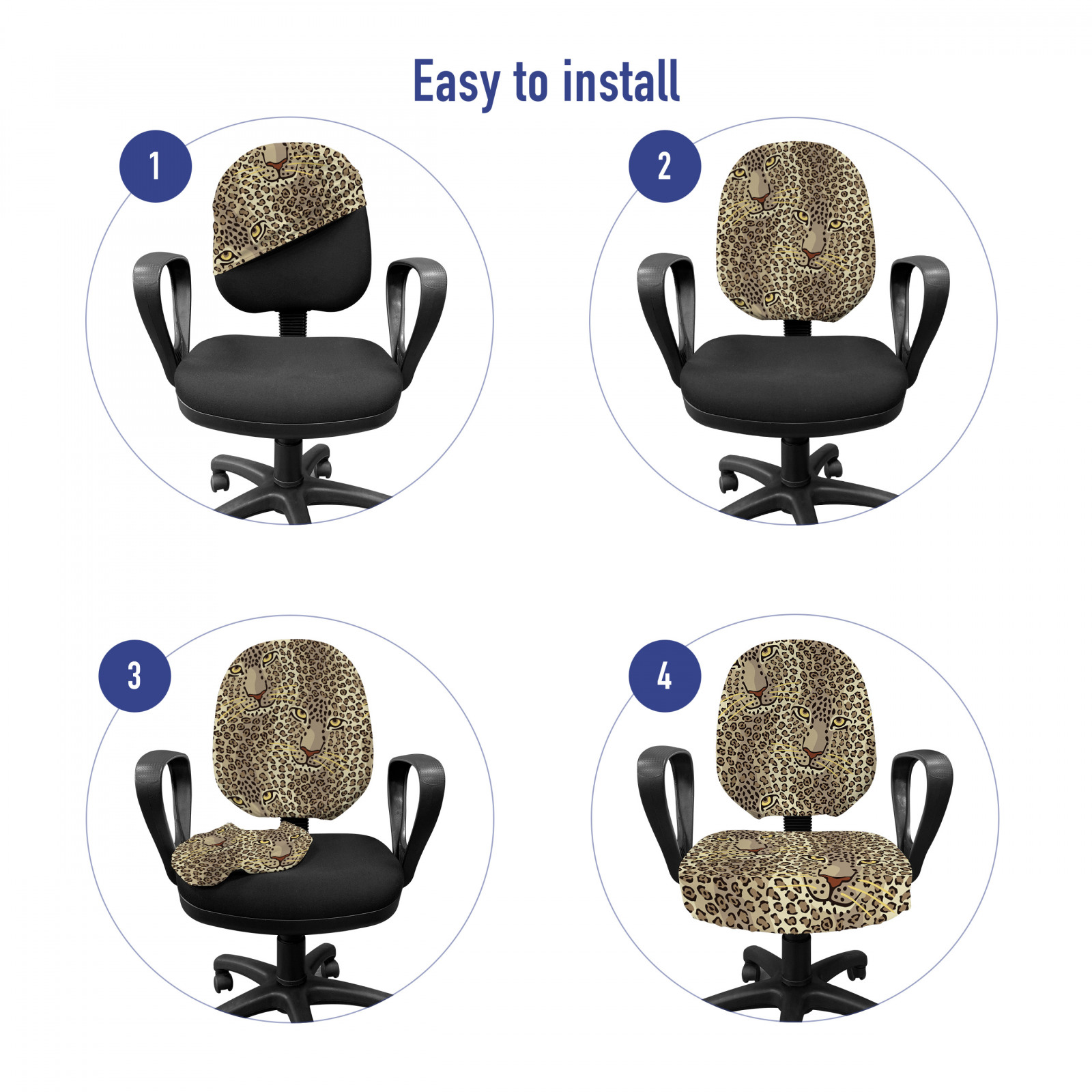 Leopard Print Office Chair Slipcover Leo Wild Big Cat Face | eBay