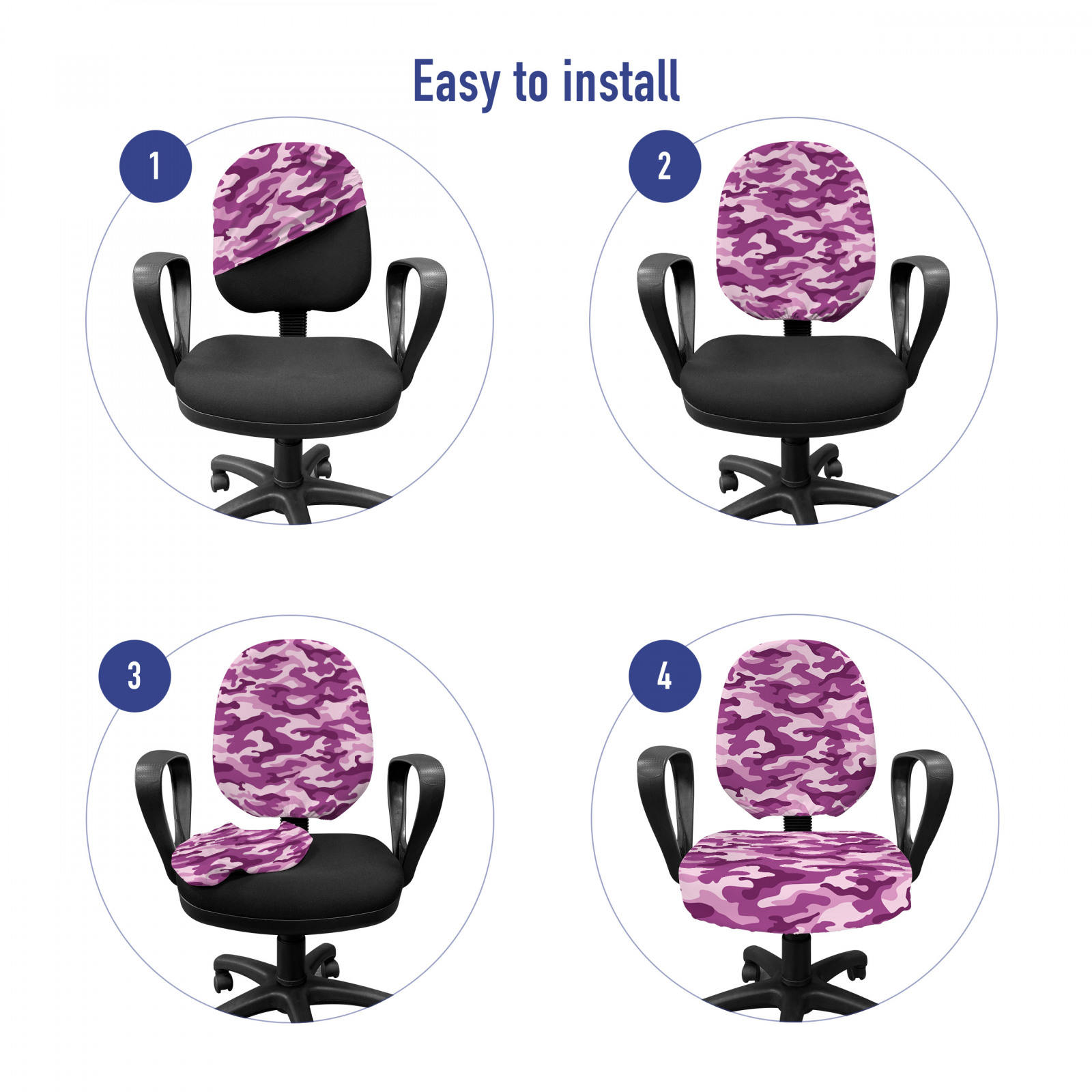 Fuchsia Office Chair Slipcover Exotic Camouflage Pattern 8682719298002