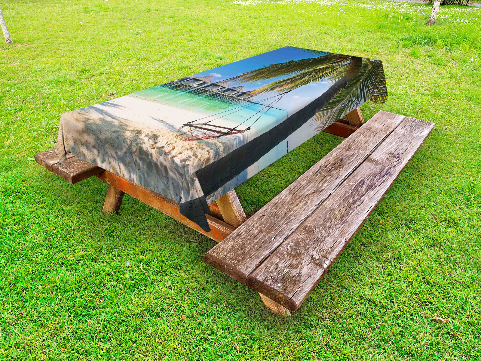 Strand Outdoor Tischdecke Karibik Tropical Coast Garten Stoff Digitaldruck - Bild 1 von 3