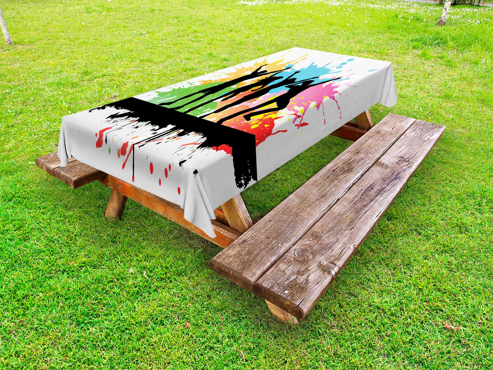 Pride Outdoor-Tischdecke – Bunt Gestreift, 58x84 Zoll, Waschbar, Für Picknick & Garten