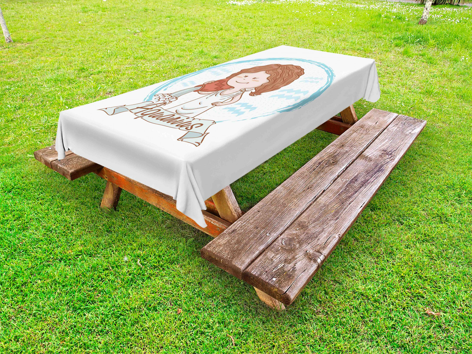 Sternzeichen Wassermann Outdoor Tischdecke Mädchen mit einem Eimer Wasserdicht - Bild 1 von 3