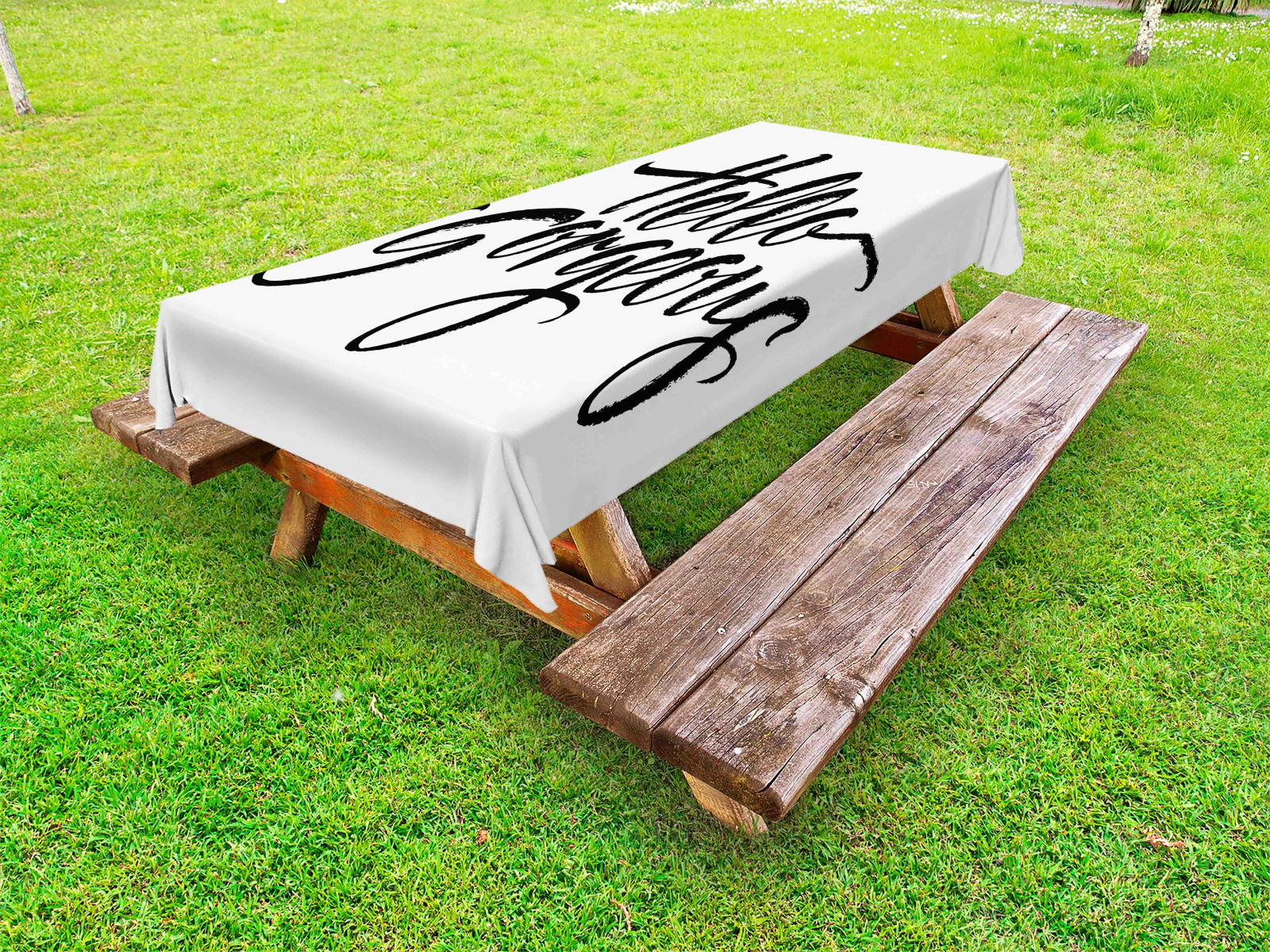 Hallo Wunderschöne Outdoor Tischdecke Pinsel-Beschriftung Gartentisch Servietten - Bild 1 von 3