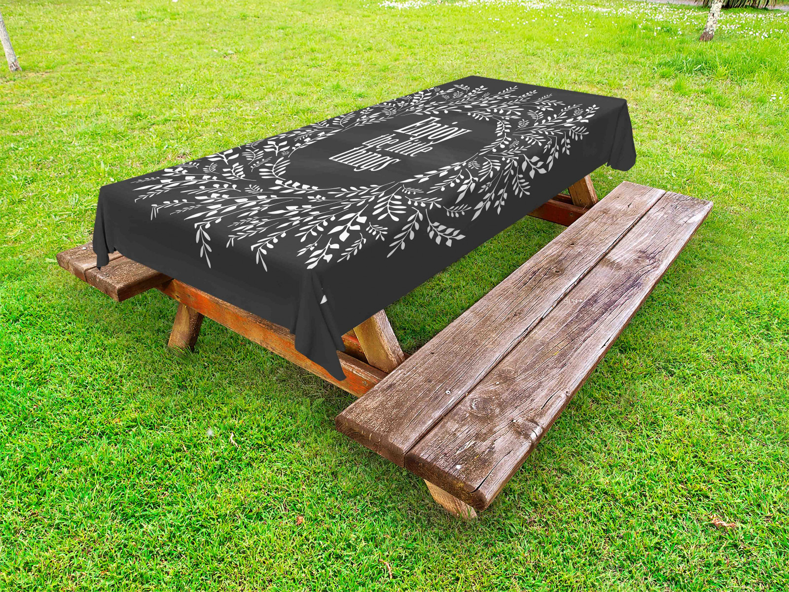 Genieße die kleinen Dinge Outdoor Tischdecke Kranz mit einer Phrase Wasserdicht 