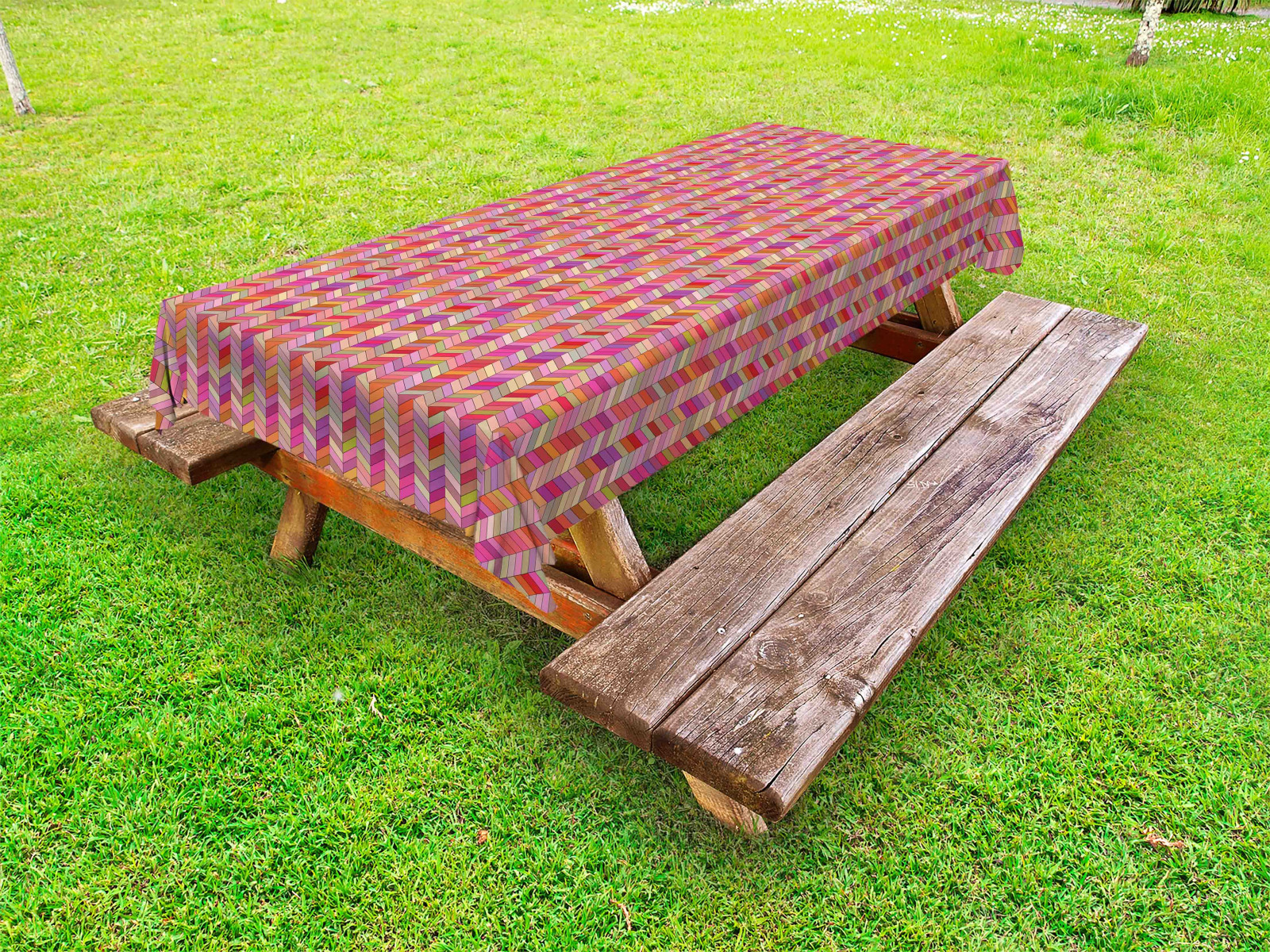 Winkel Outdoor Tischdecke Abgewinkelt, Rechteck, Muster Gartentisch Servietten