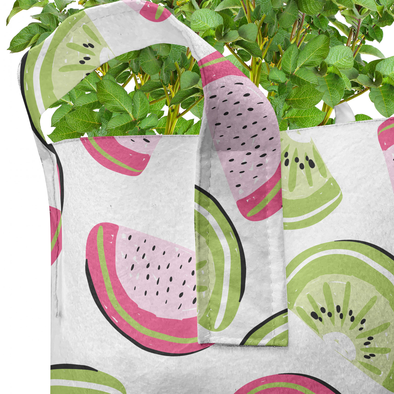 Melone 5er Set Stofftöpfe Stofftaschen Zusammenfassung Kiwi und Wassermelone