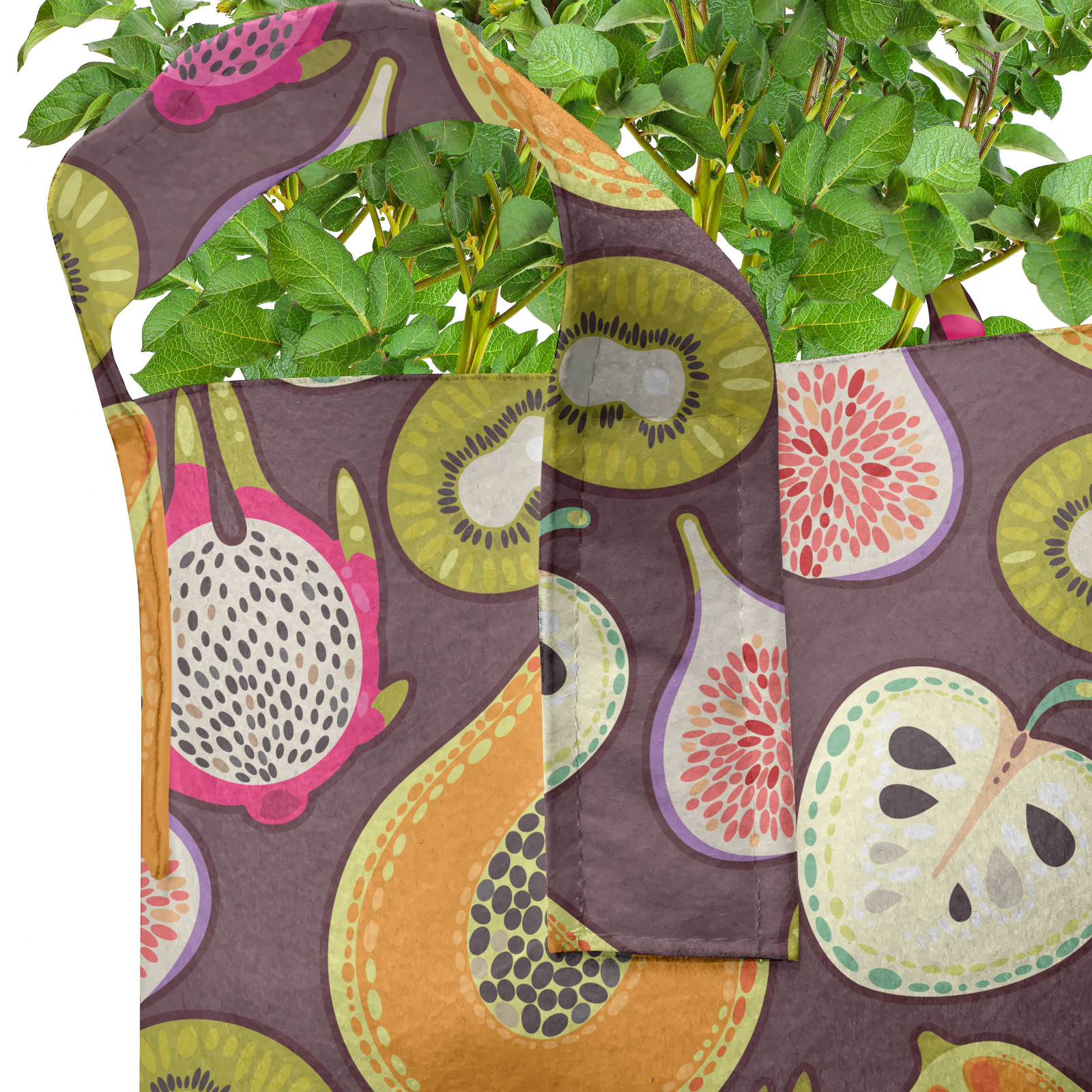 Frucht-Kunst 5er Set Stofftöpfe Stofftaschen Kiwi Fig Papaya Pitaya