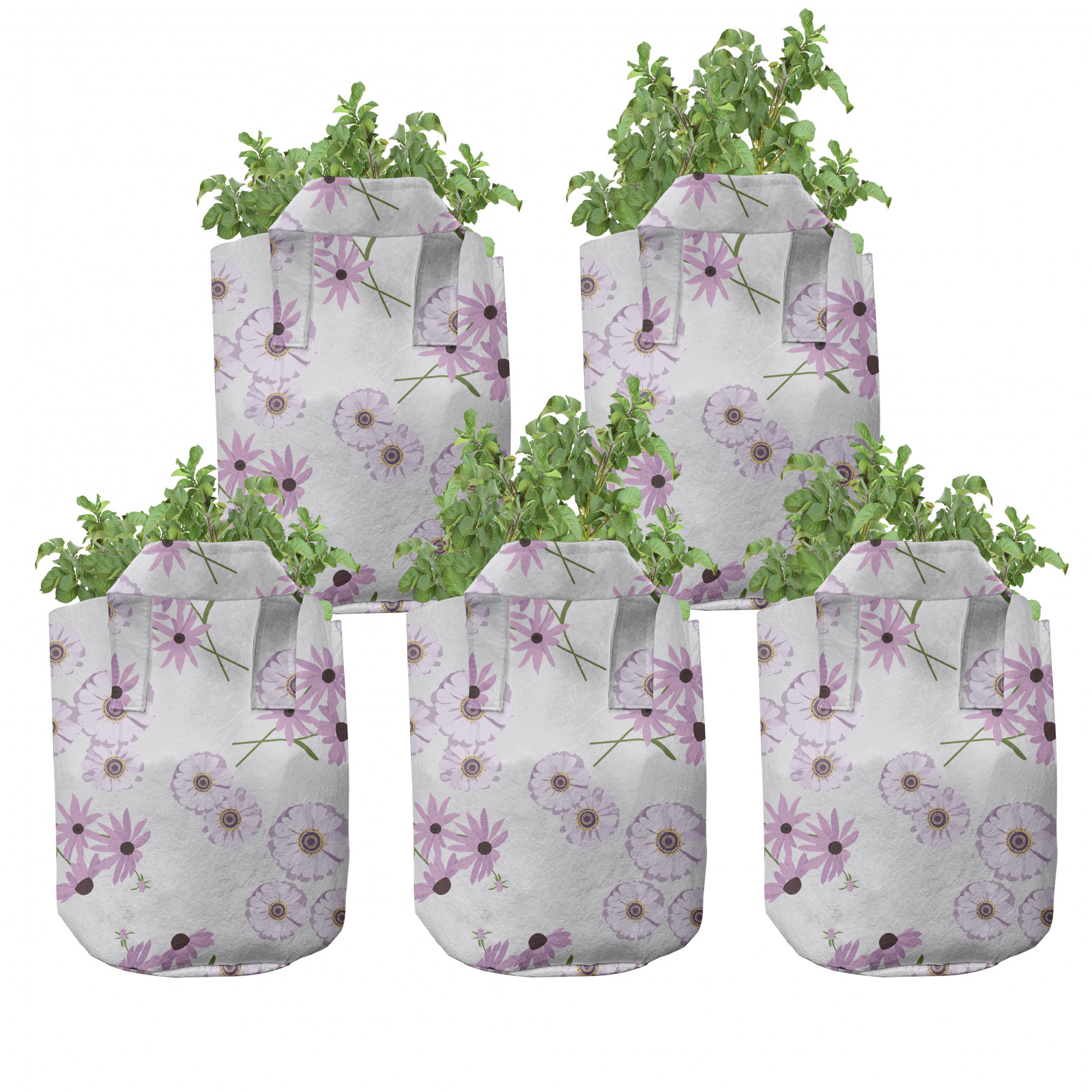 Sonnenhut 5er Set Stofftöpfe Stofftaschen Lilac Tone Flourishes