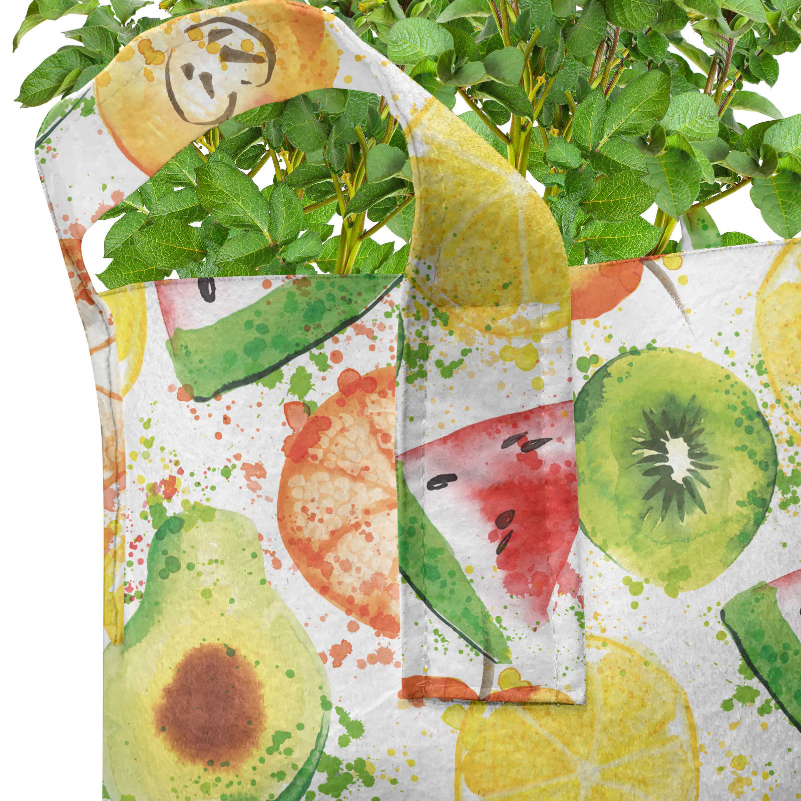 Obst 5er Set Stofftöpfe Stofftaschen Wassermelone Kiwi Avocado