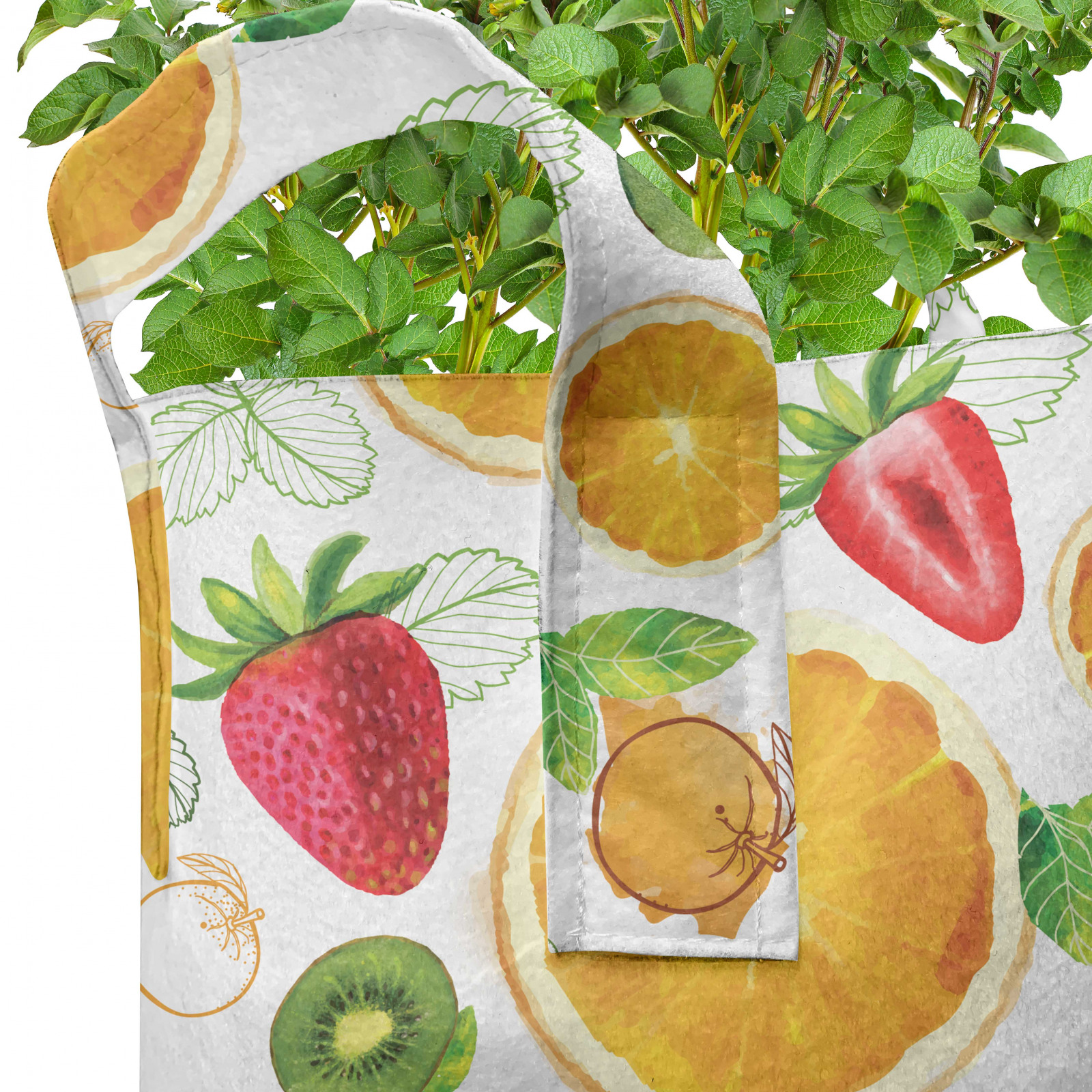 Früchte 5er Set Stofftöpfe Stofftaschen Frische Zitrus Kiwi Lemon