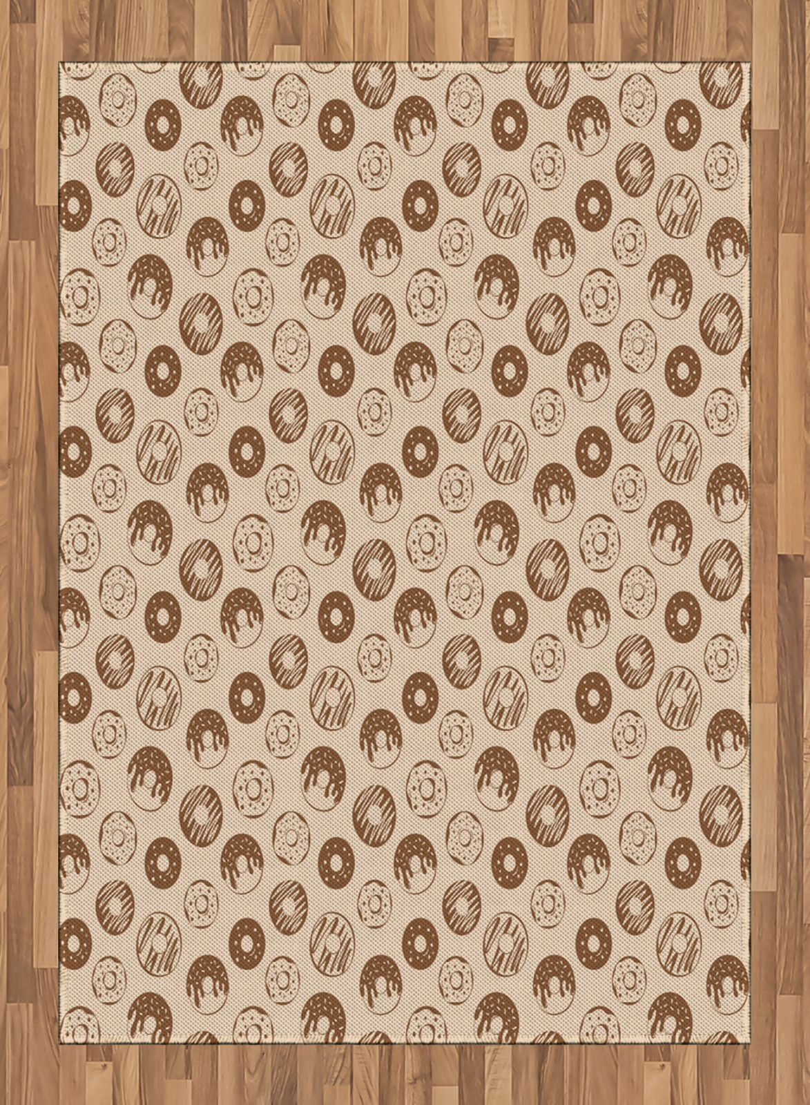 Dibujos animados Alfombra de Área Rosquillas Theme en dibujados a mano