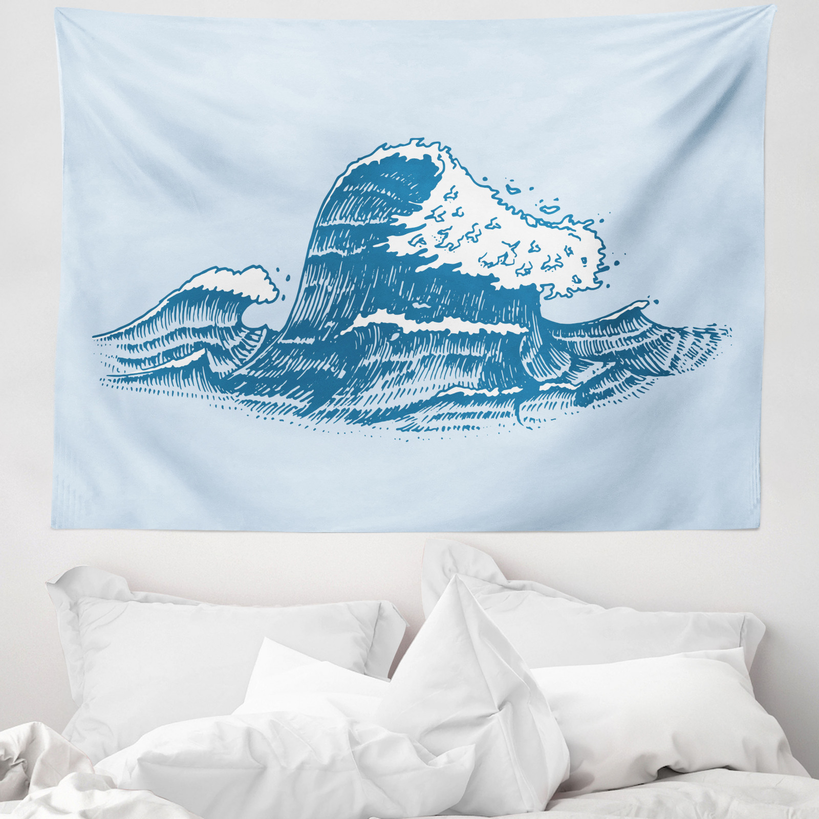 Playa gráfico Tapiz de Pared Ancha de Microfibra Las olas Arte náutico