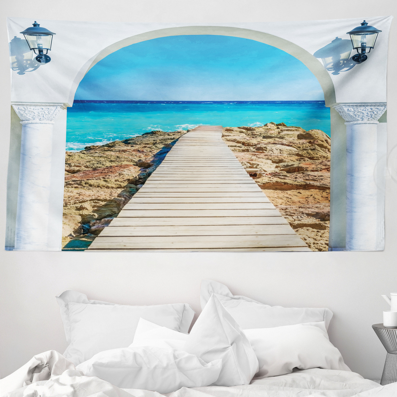 Costero Tapiz de Pared Ancha de Microfibra Mar con una costa Quay | eBay