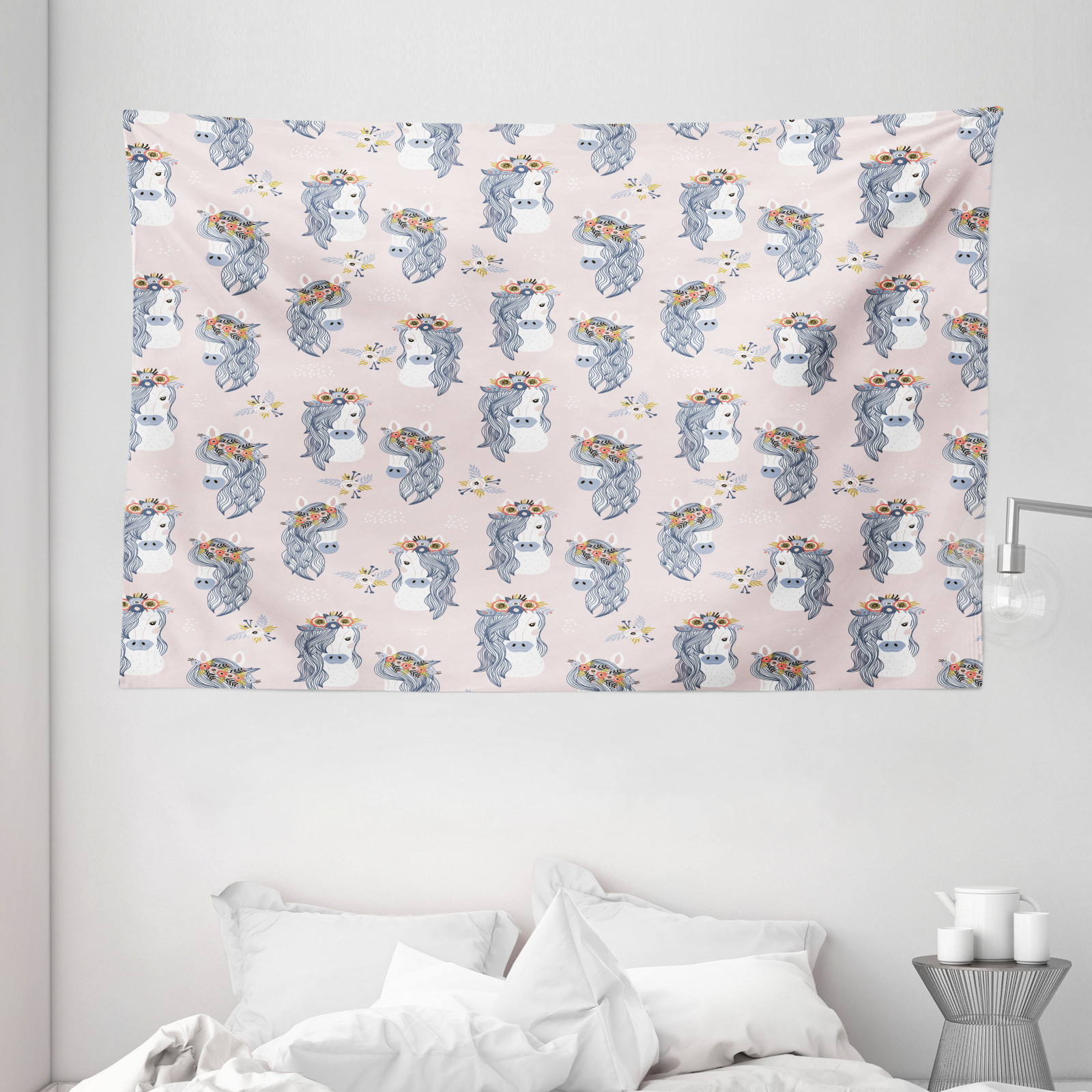 Pastel Tapiz de Pared Ancha Los caballos y flores en la pista | eBay