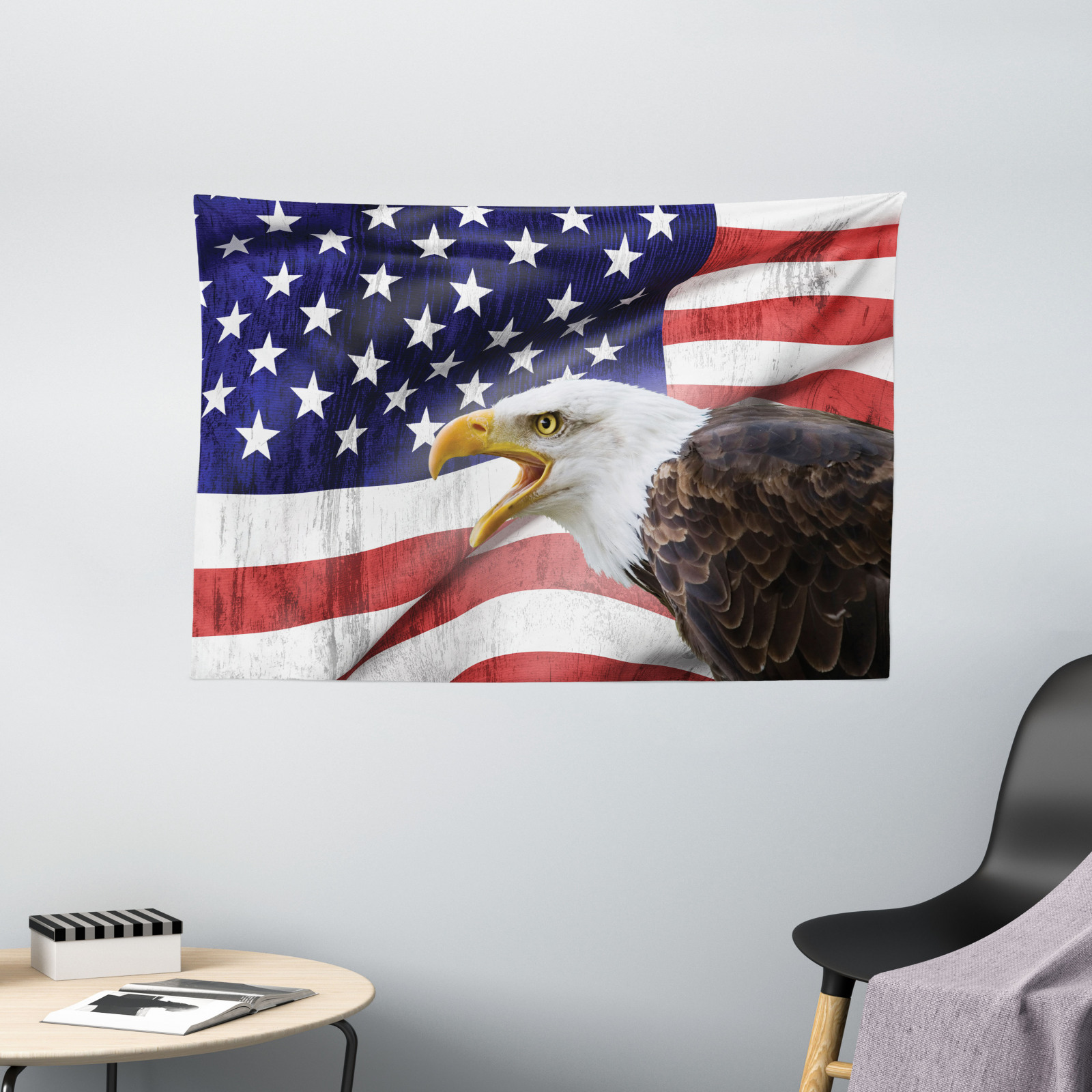 Amerikanische Flagge Wandteppich Weisskopfseeadler Symbol Waschbar Wandbehang Ebay